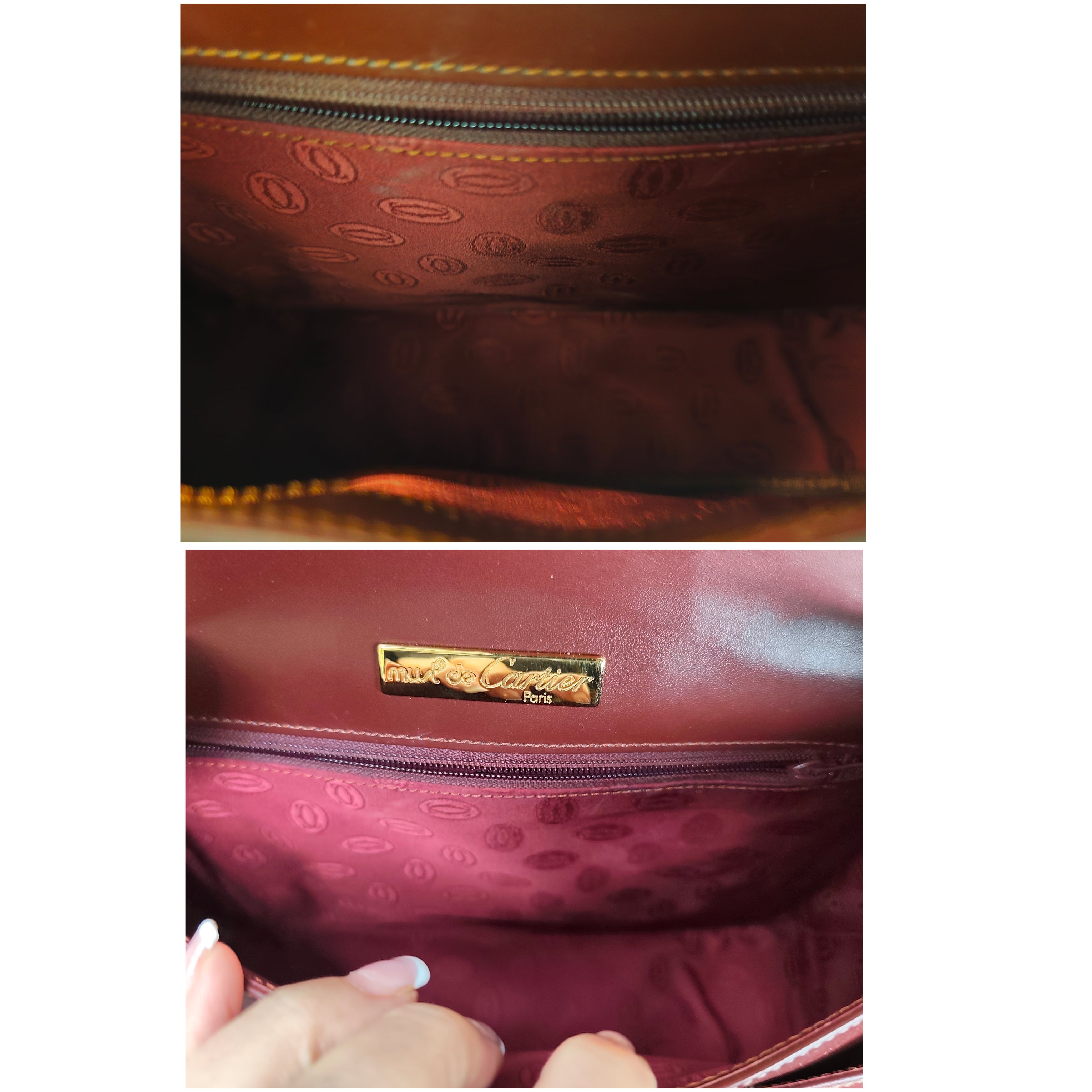 Cartier – Camera Bag Elegante Vintage in Pelle Bordeaux