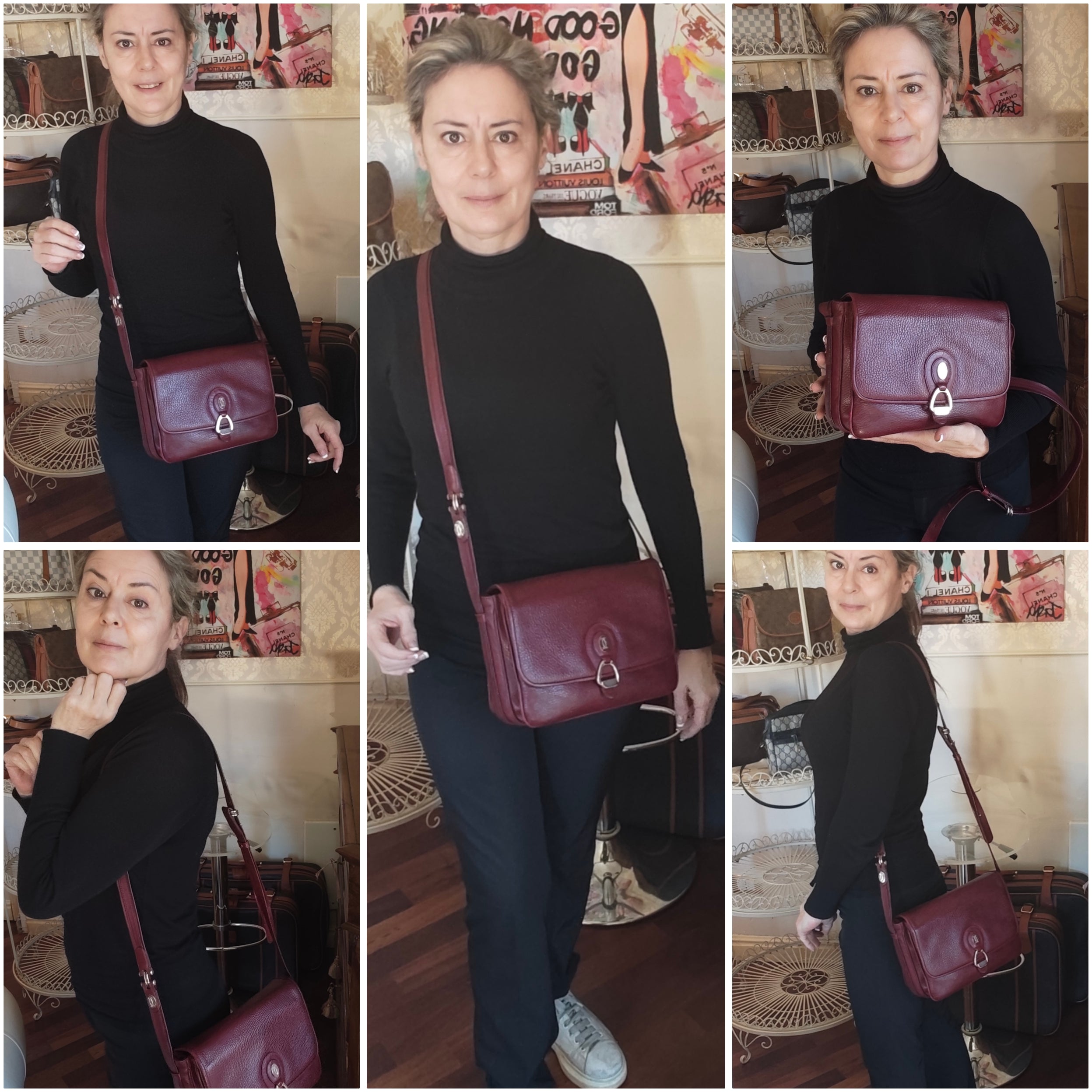 Cartier – Camera Bag Vintage in Pelle Bordeaux