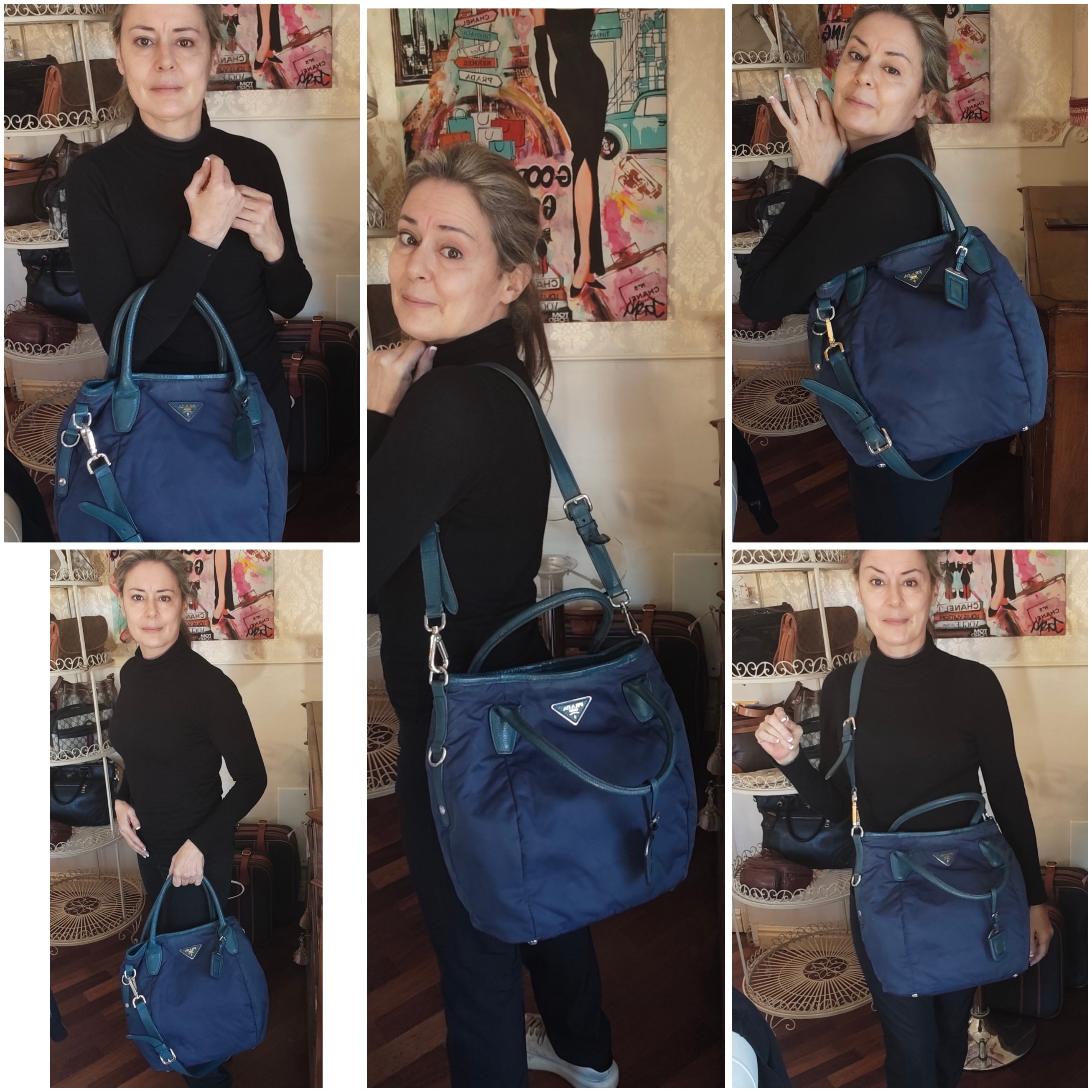 Prada – Borsa Tote Shopper a Sacco Nylon e Pelle Ottanio