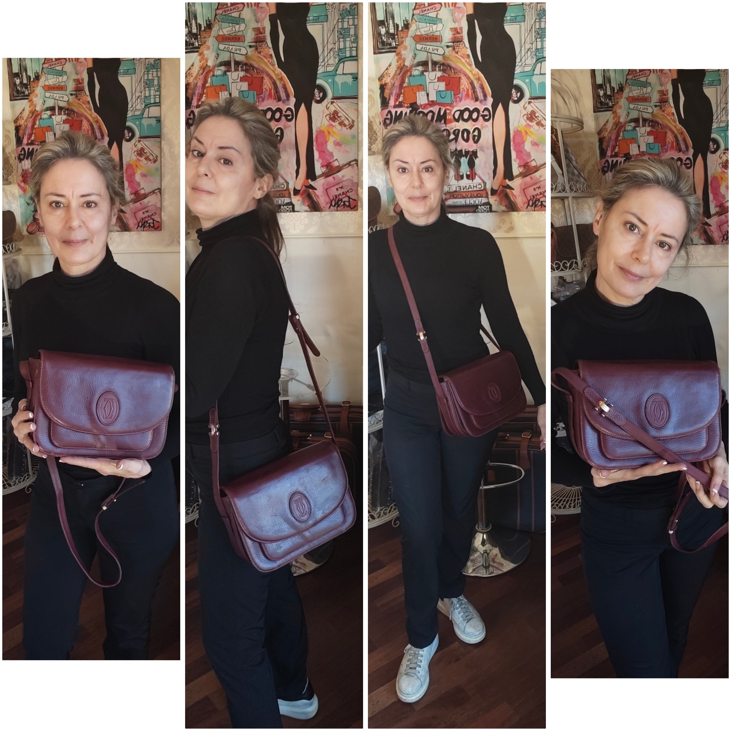 Cartier – Camera Bag a Spalla Vintage Bordeaux