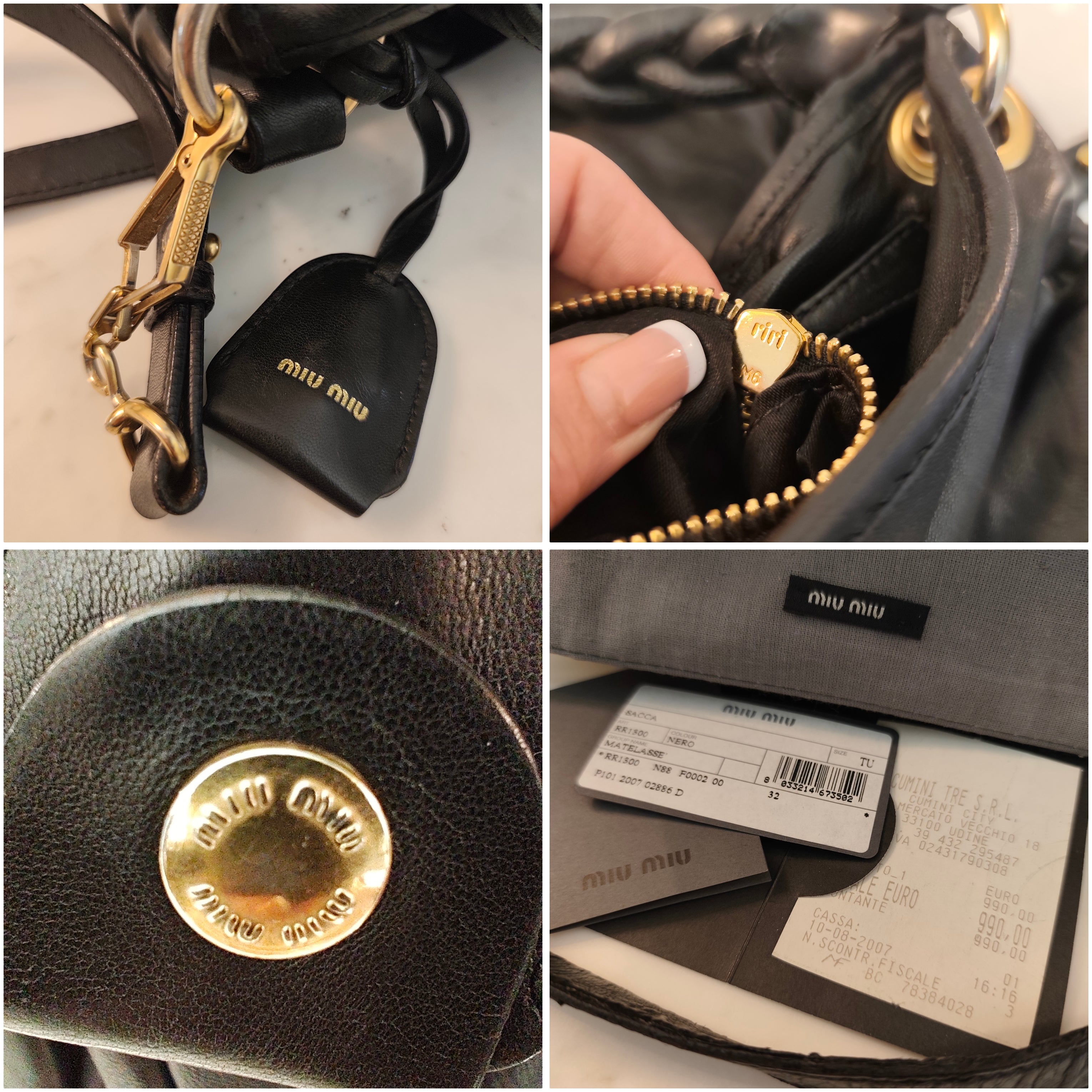 Miu Miu - Coffer Bag Borsa a Spalla in Pelle Matelassé Nera con Tracolla Vintage