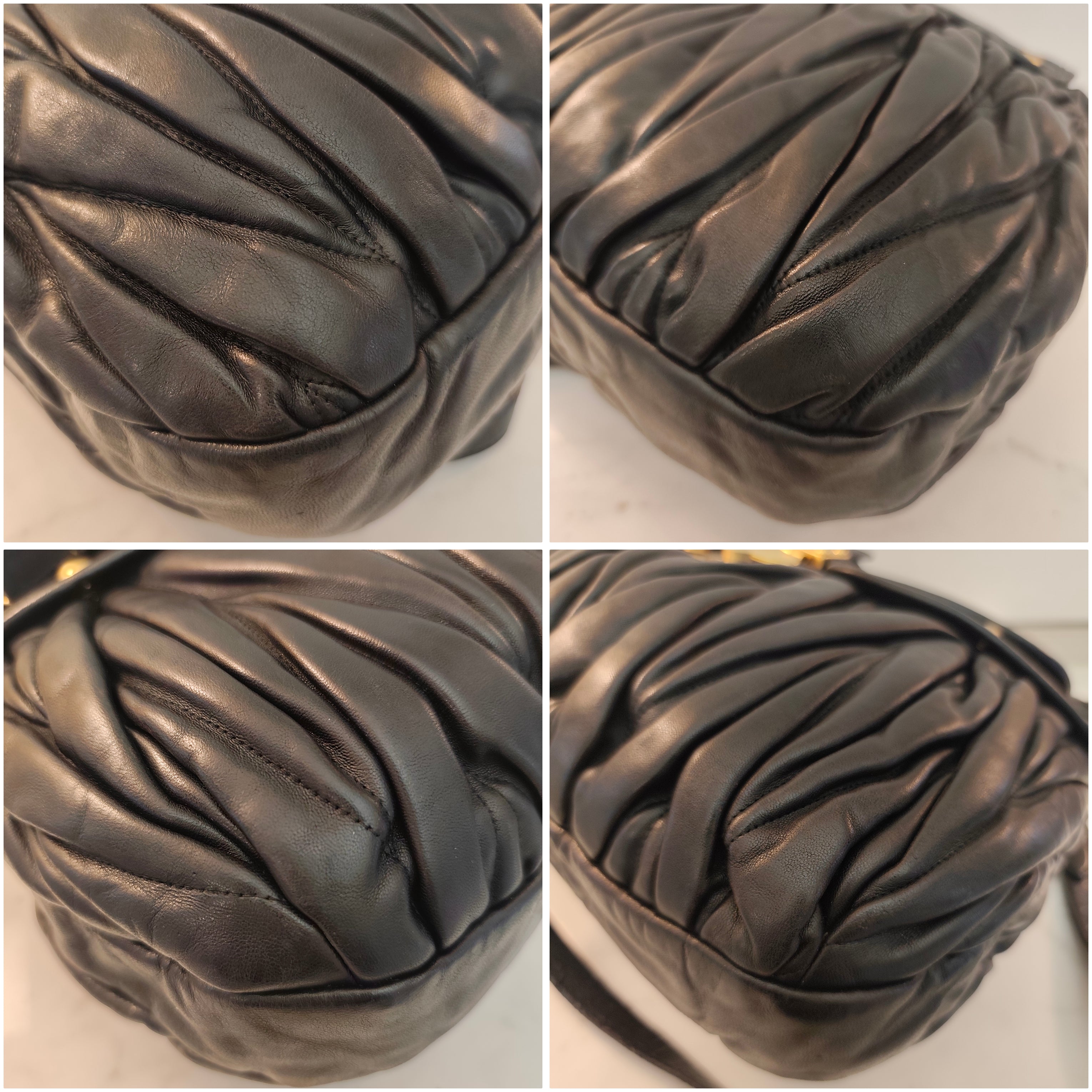 Miu Miu - Coffer Bag Borsa a Spalla in Pelle Matelassé Nera con Tracolla Vintage