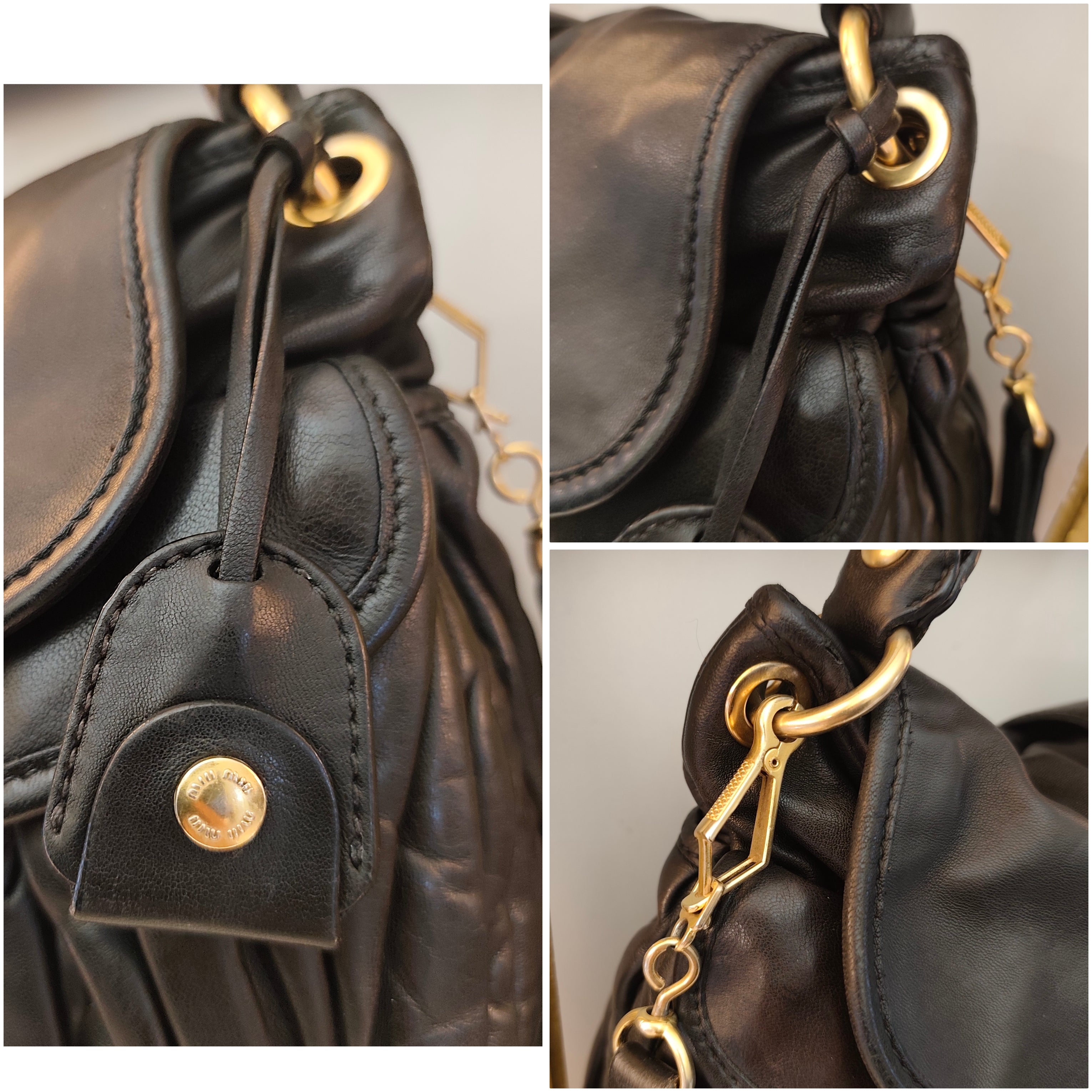 Miu Miu - Coffer Bag Borsa a Spalla in Pelle Matelassé Nera con Tracolla Vintage