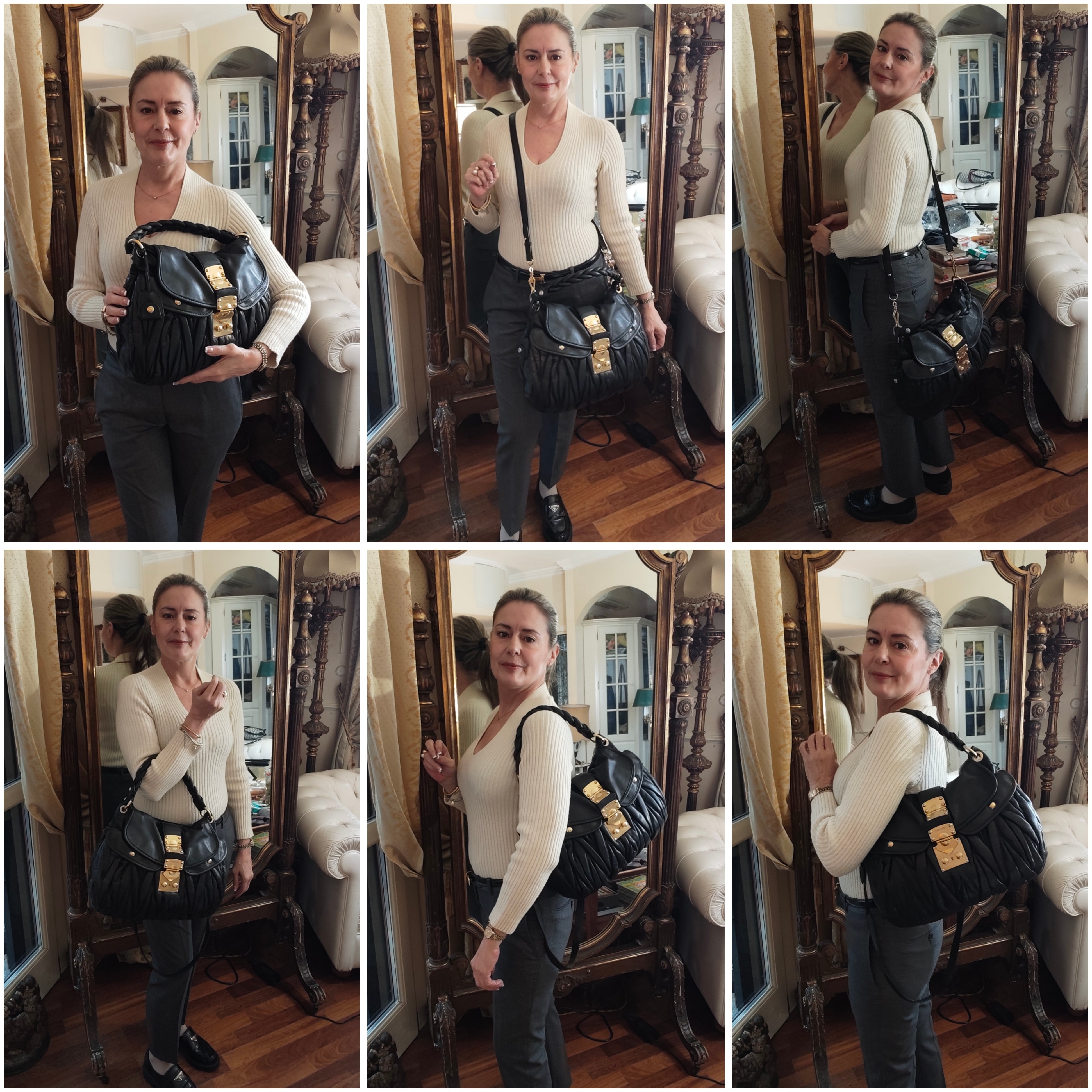 Miu Miu - Coffer Bag Borsa a Spalla in Pelle Matelassé Nera con Tracolla Vintage