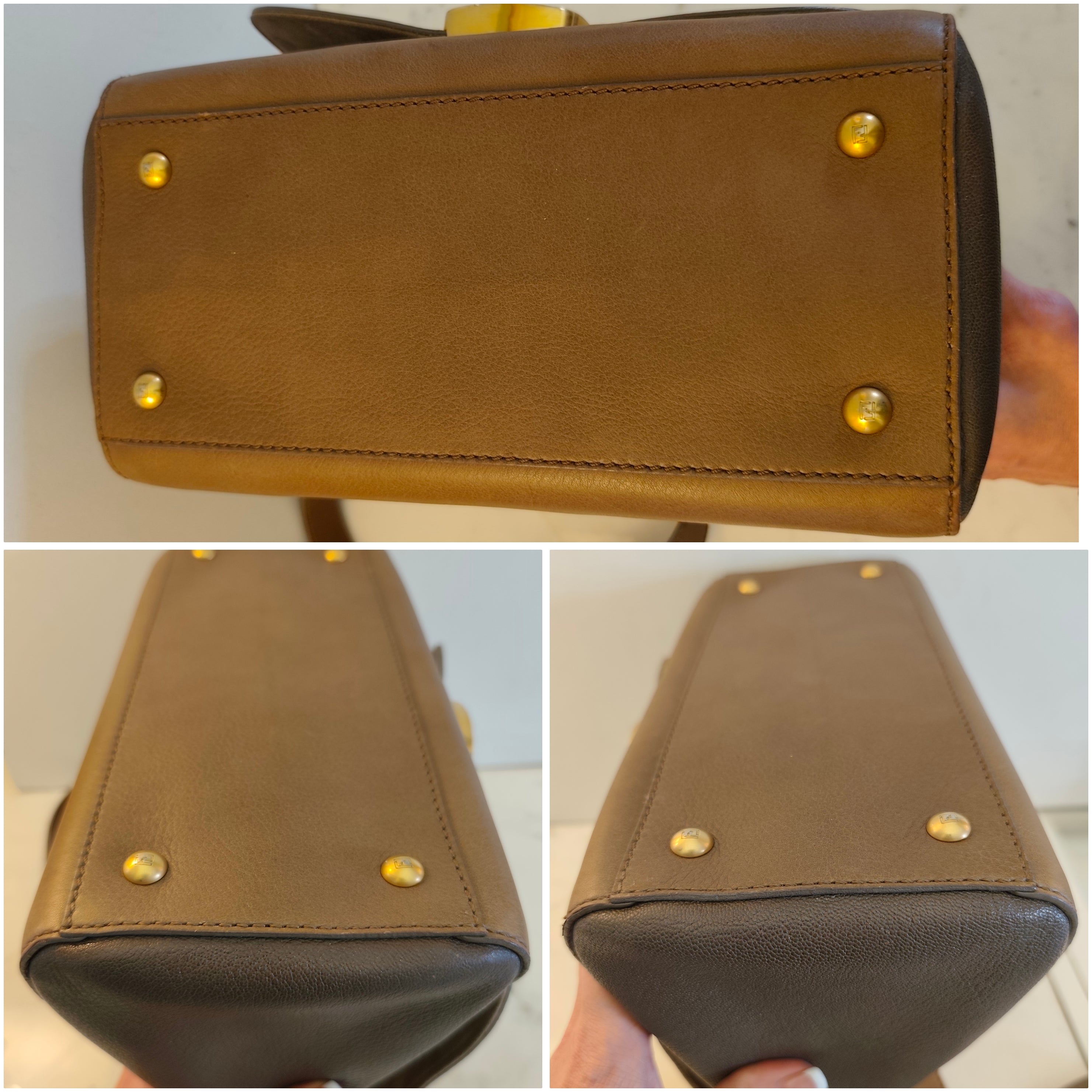 Fendi - Anna Borsa a Spalla con Tracolla in Pelle Tricolore Beige