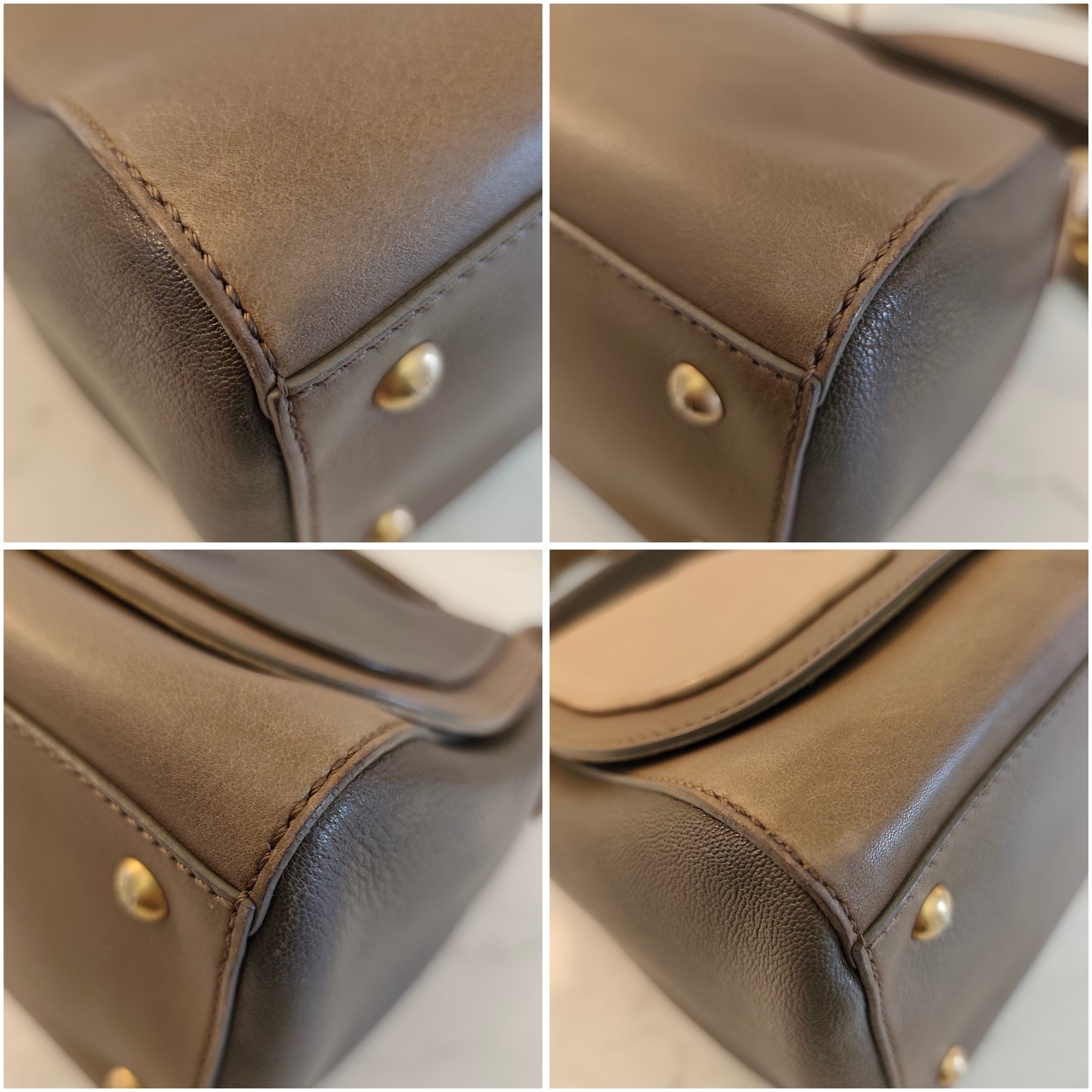 Fendi - Anna Borsa a Spalla con Tracolla in Pelle Tricolore Beige