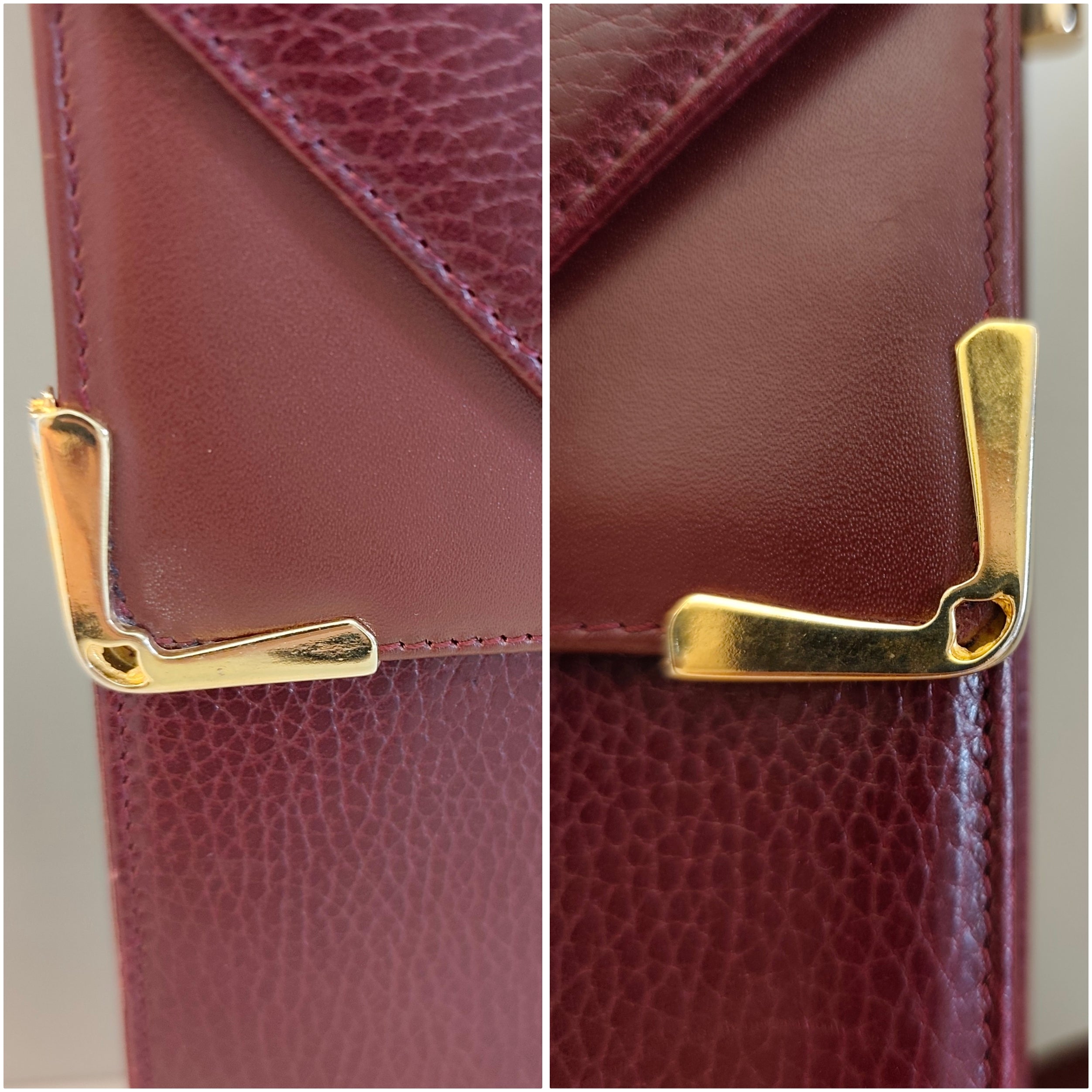 Cartier – Borsa Vintage Double Flap in Pelle Bordeaux