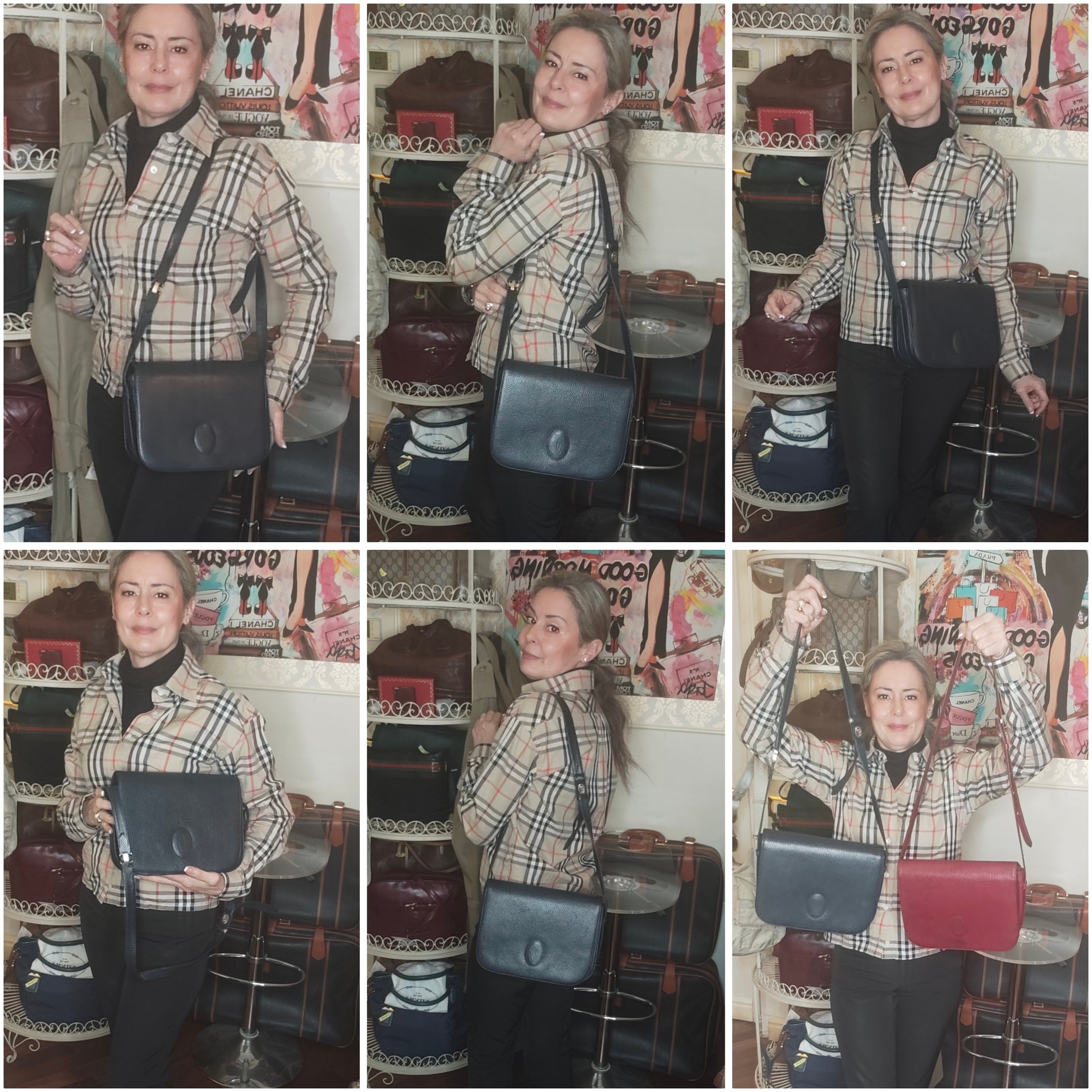 Cartier – Camera Bag a Patta Intera in Pelle Blu Vintage