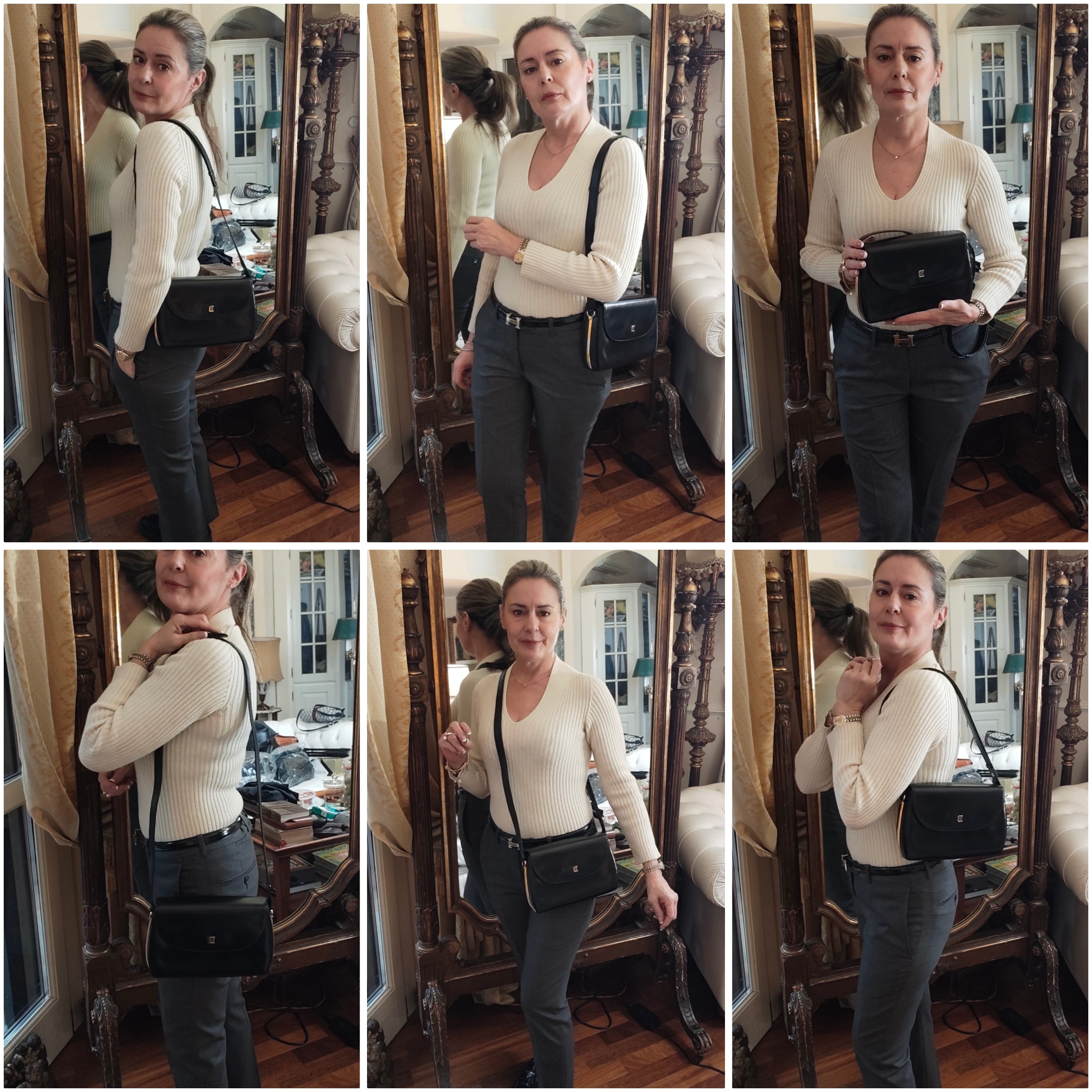 Bally – Camera Bag Vintage in Pelle Nera con Hardware Dorato