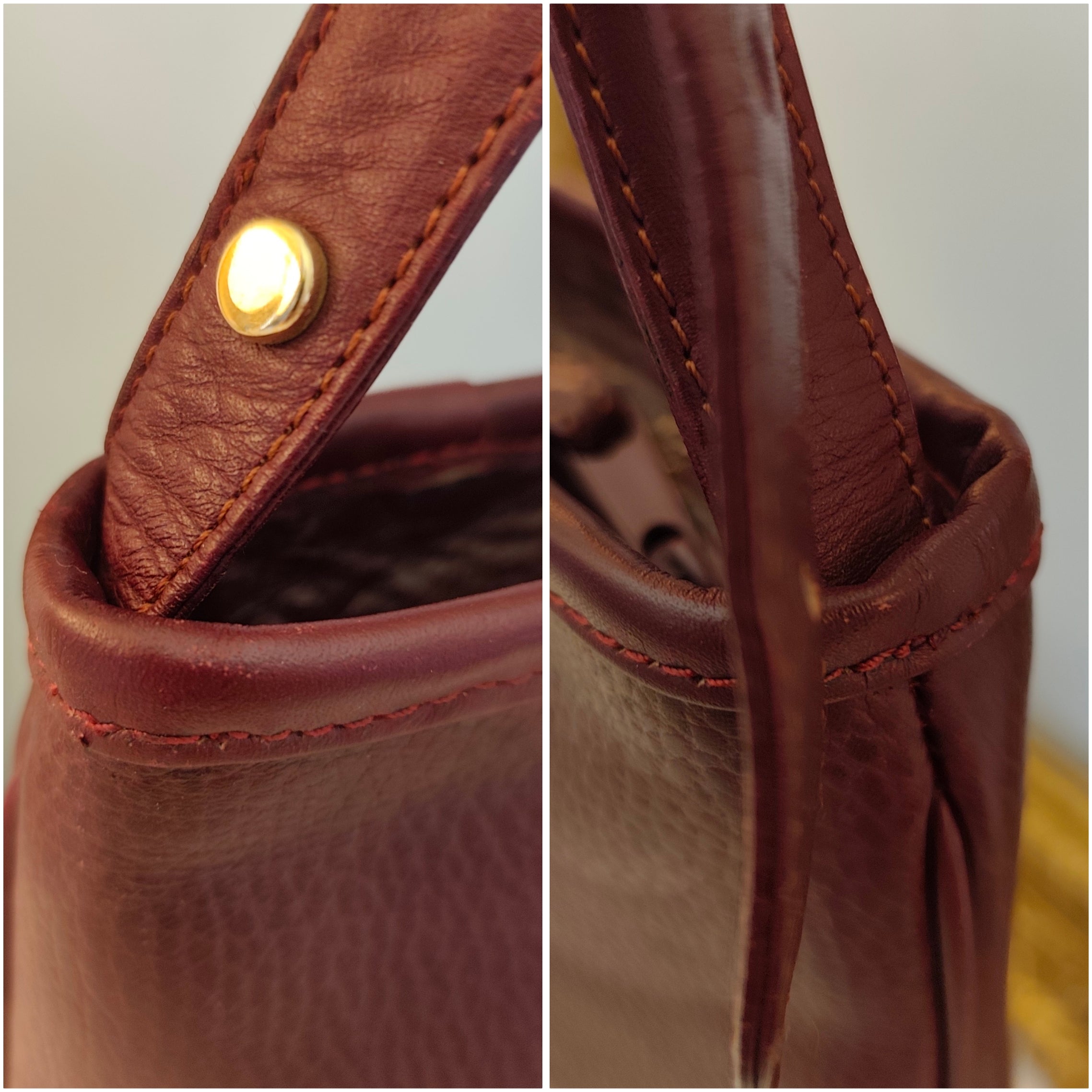 Cartier – Borsa a Spalla Double Face in Pelle Bordeaux Vintage