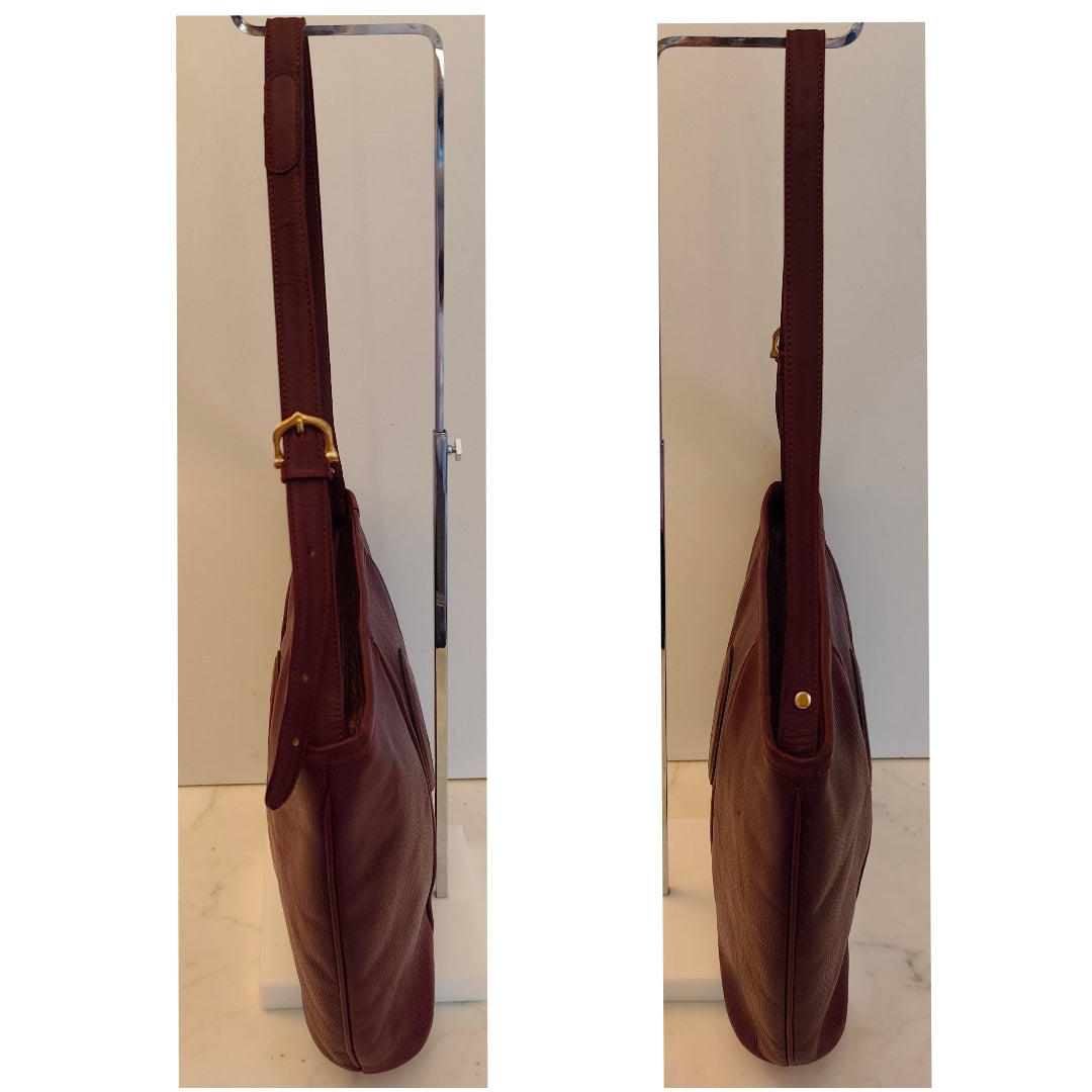 Cartier – Borsa a Spalla Double Face in Pelle Bordeaux Vintage