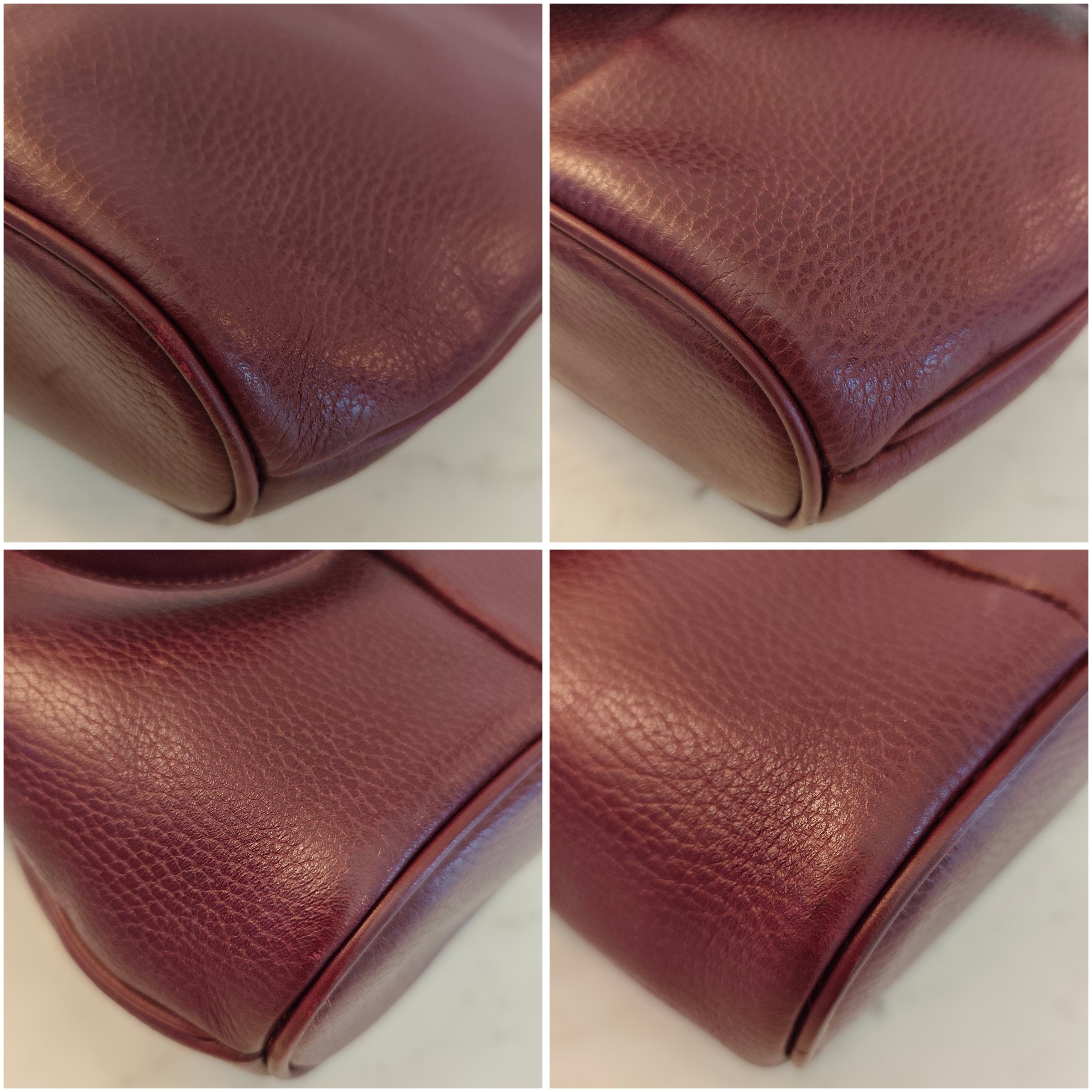 Cartier – Borsa a Spalla Double Face in Pelle Bordeaux Vintage