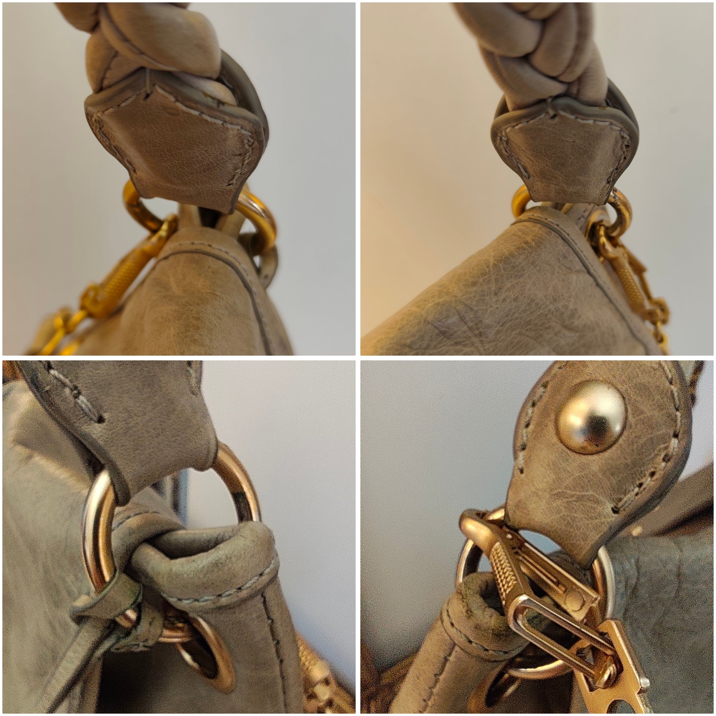 MIU MIU - Coffer Bag Borsa a Spalla in Pelle Matelassé Grigio-Beige con Tracolla Vintage