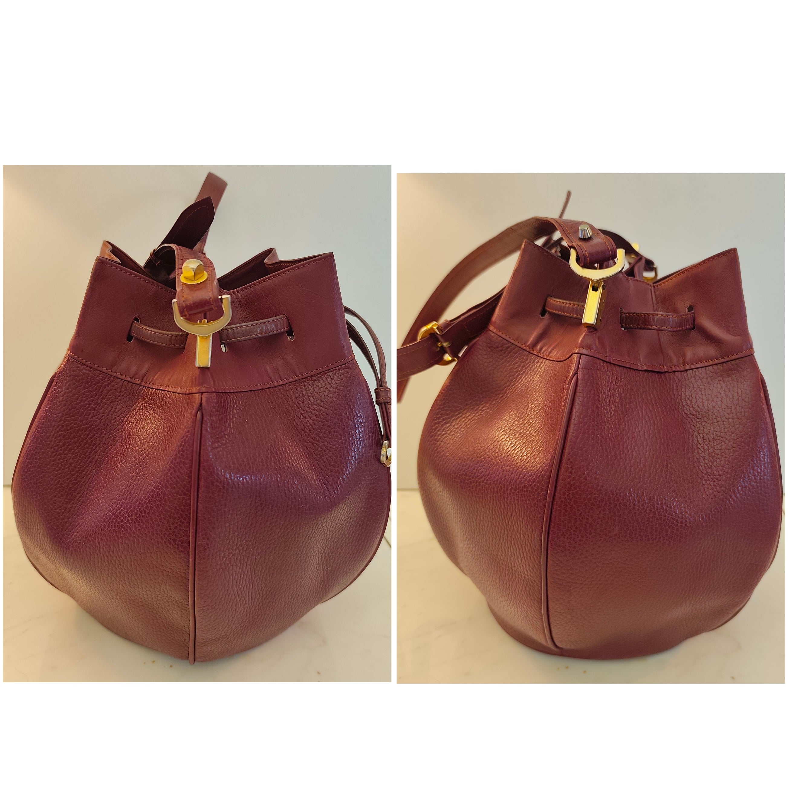 Cartier - Secchiello Bombato in Pelle Bordeaux Vintage