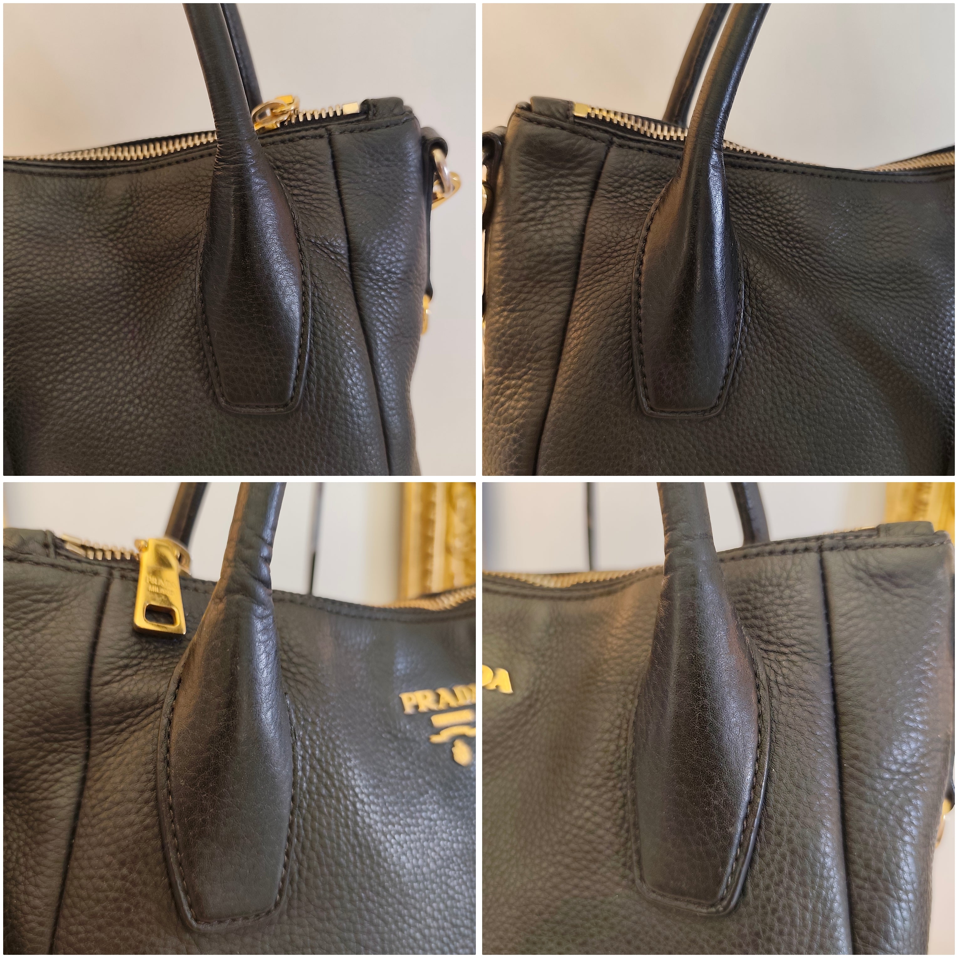 Prada - Tote Shopper in Pelle Nera con Manici Rigidi e Fondo Arrotondato