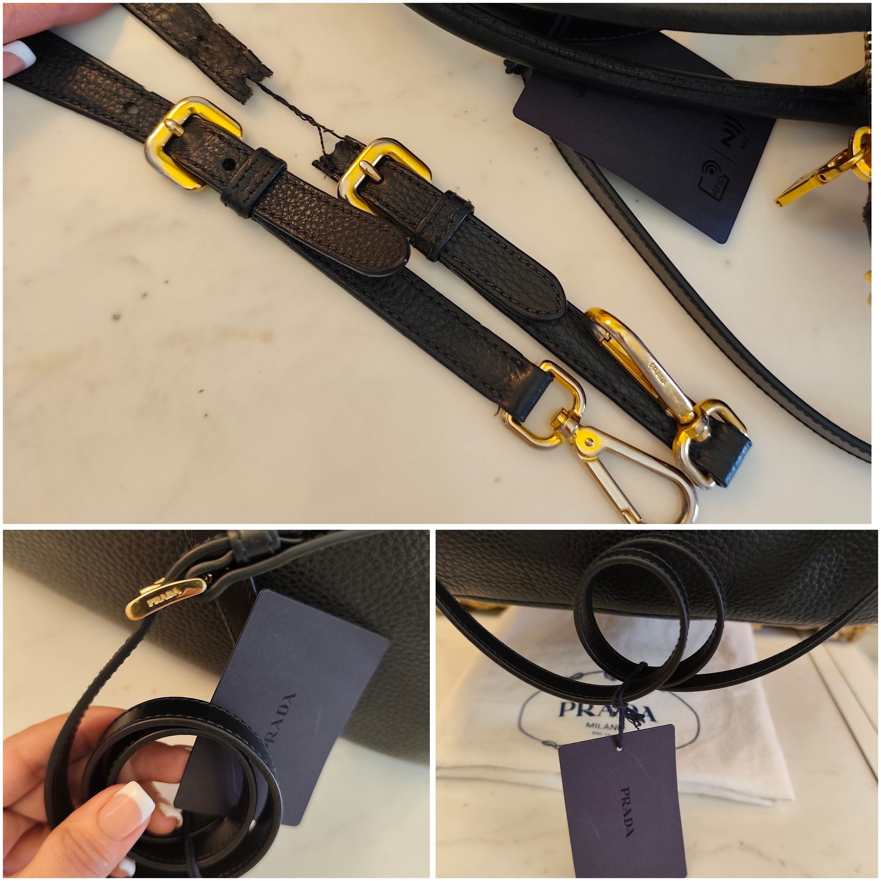 Prada - Tote Shopper in Pelle Nera con Manici Rigidi e Fondo Arrotondato