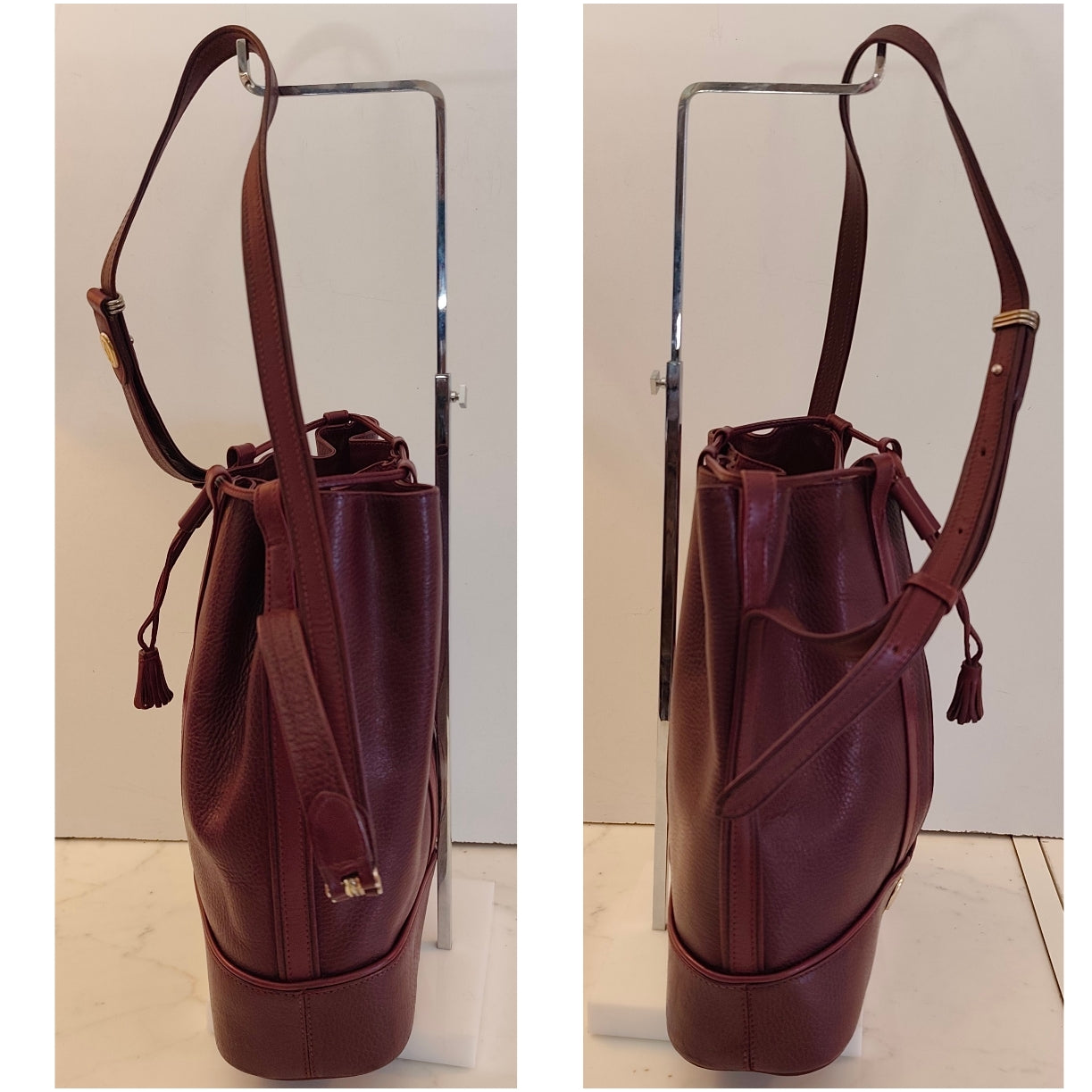 Cartier – Secchiello Ovale in Pelle Bordeaux Vintage