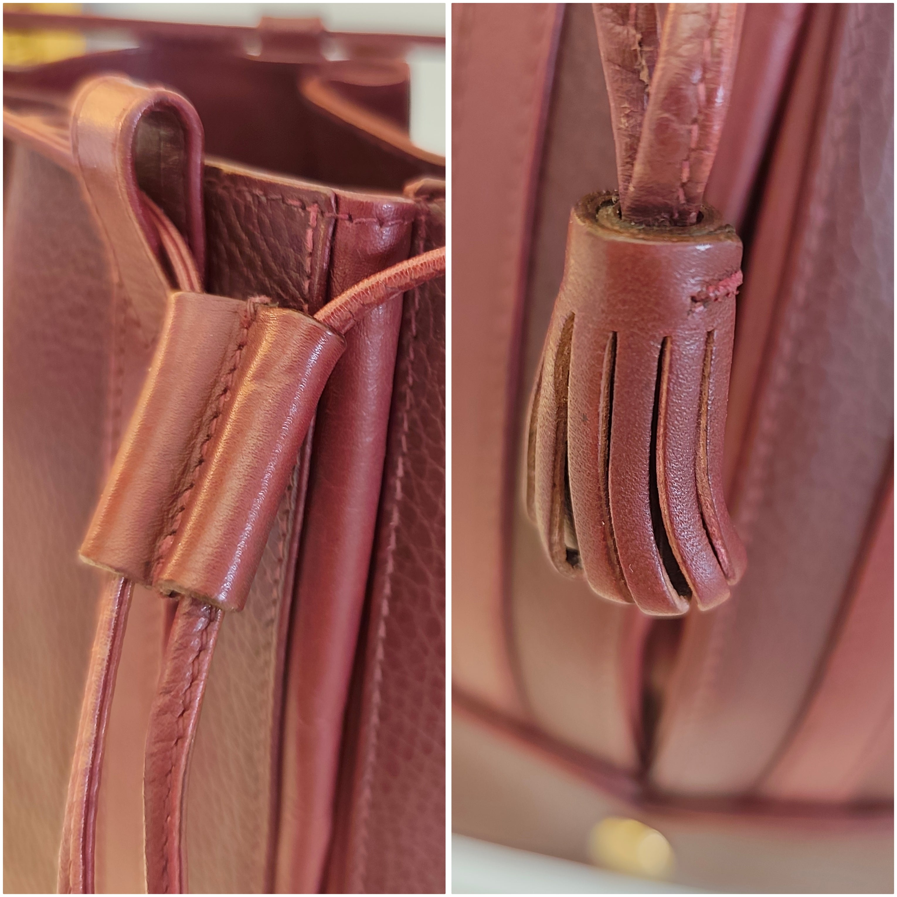 Cartier – Secchiello Ovale in Pelle Bordeaux Vintage