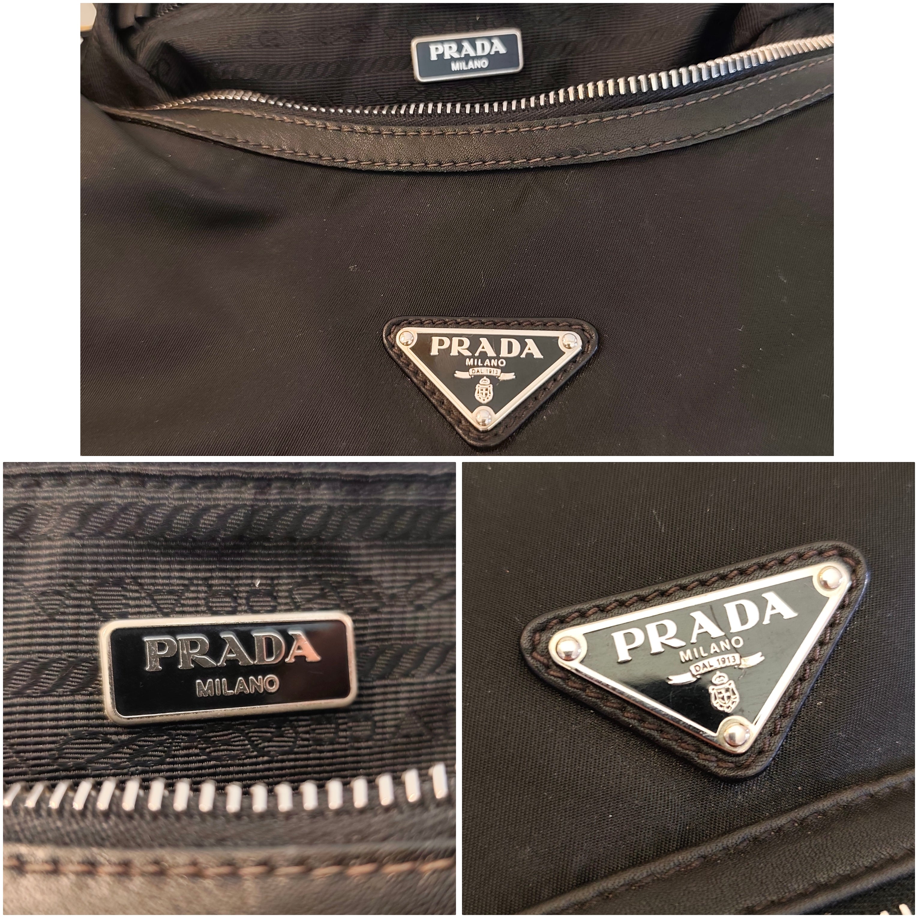 PRADA - Borsa a Spalla Hobo in Nylon e Pelle Nera