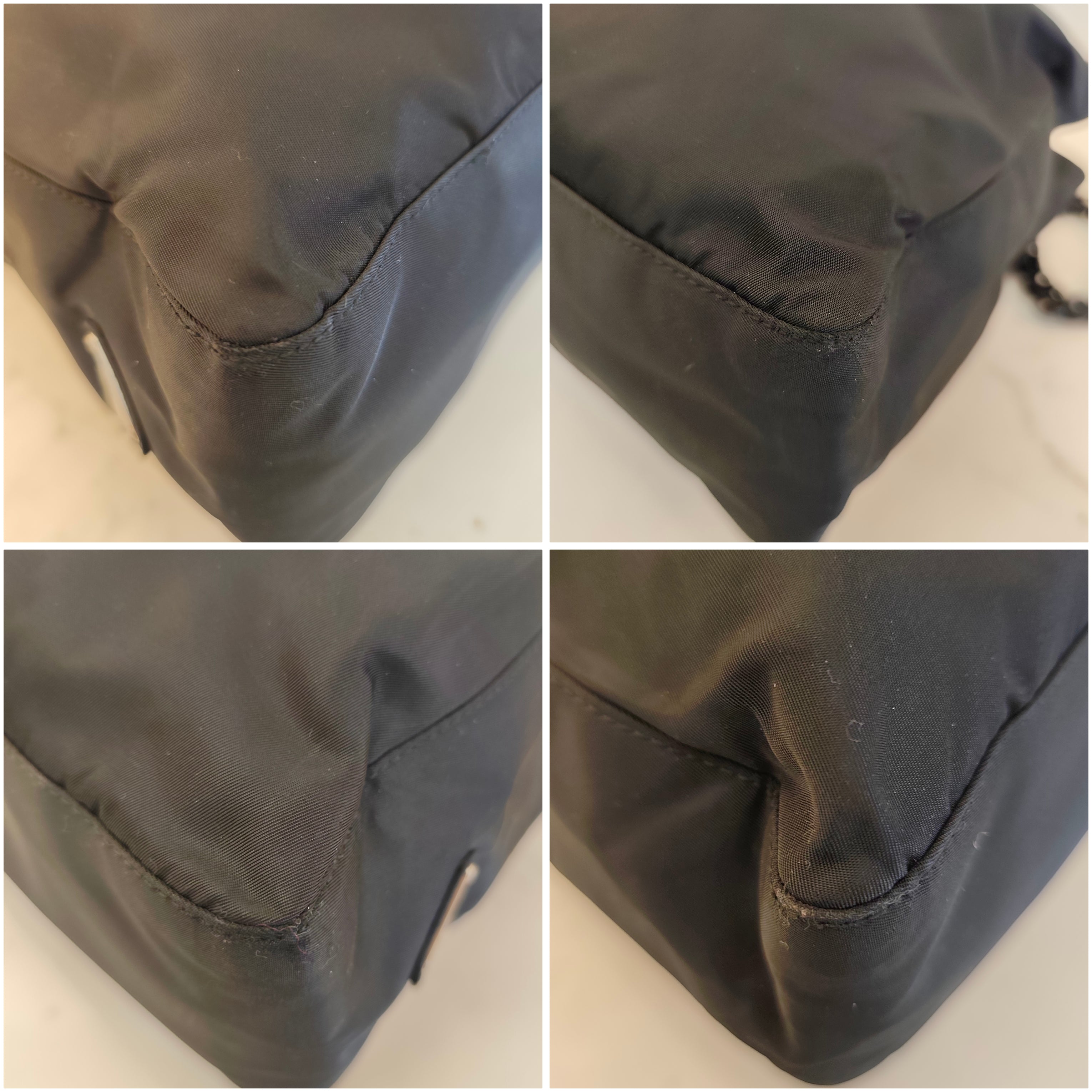 Prada - Tote a Spalla in Nylon Nero con Catene in Resina Vintage