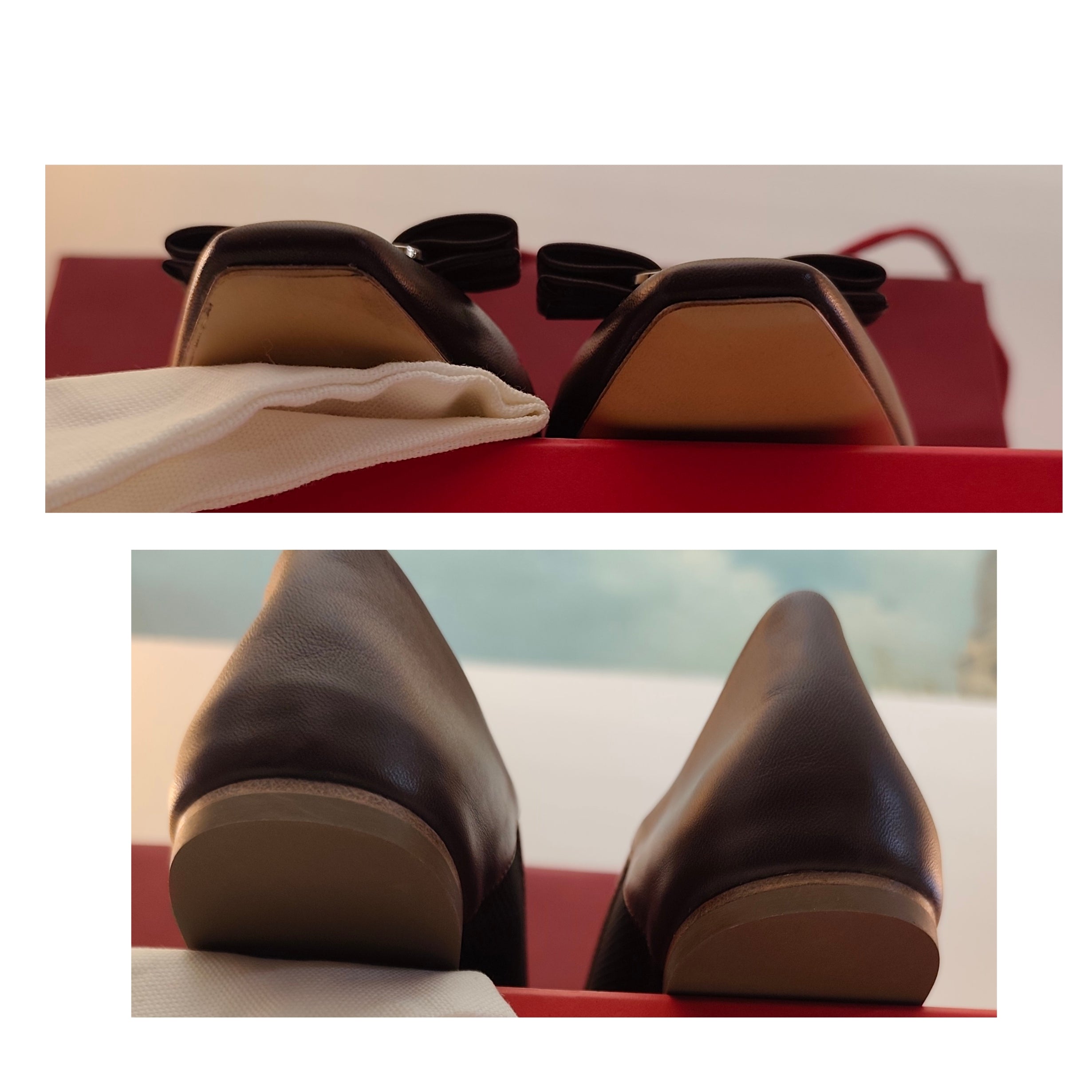 Salvatore Ferragamo Scarpe Ballerine Vara Pelle e Rete – Nuove Full Set
