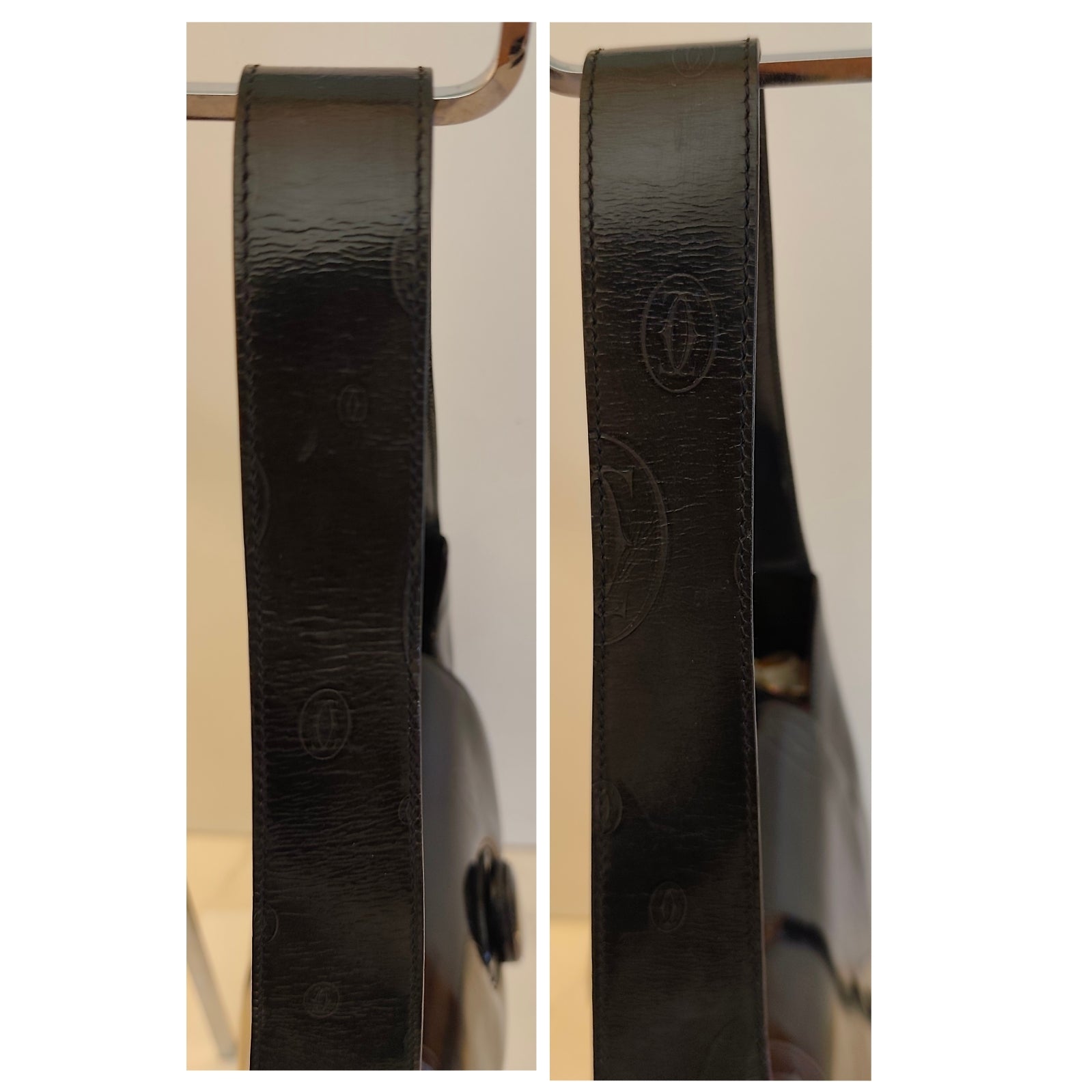 Cartier – Borsa Hobo Happy Birthday Vernice Nera Fantasia Logo