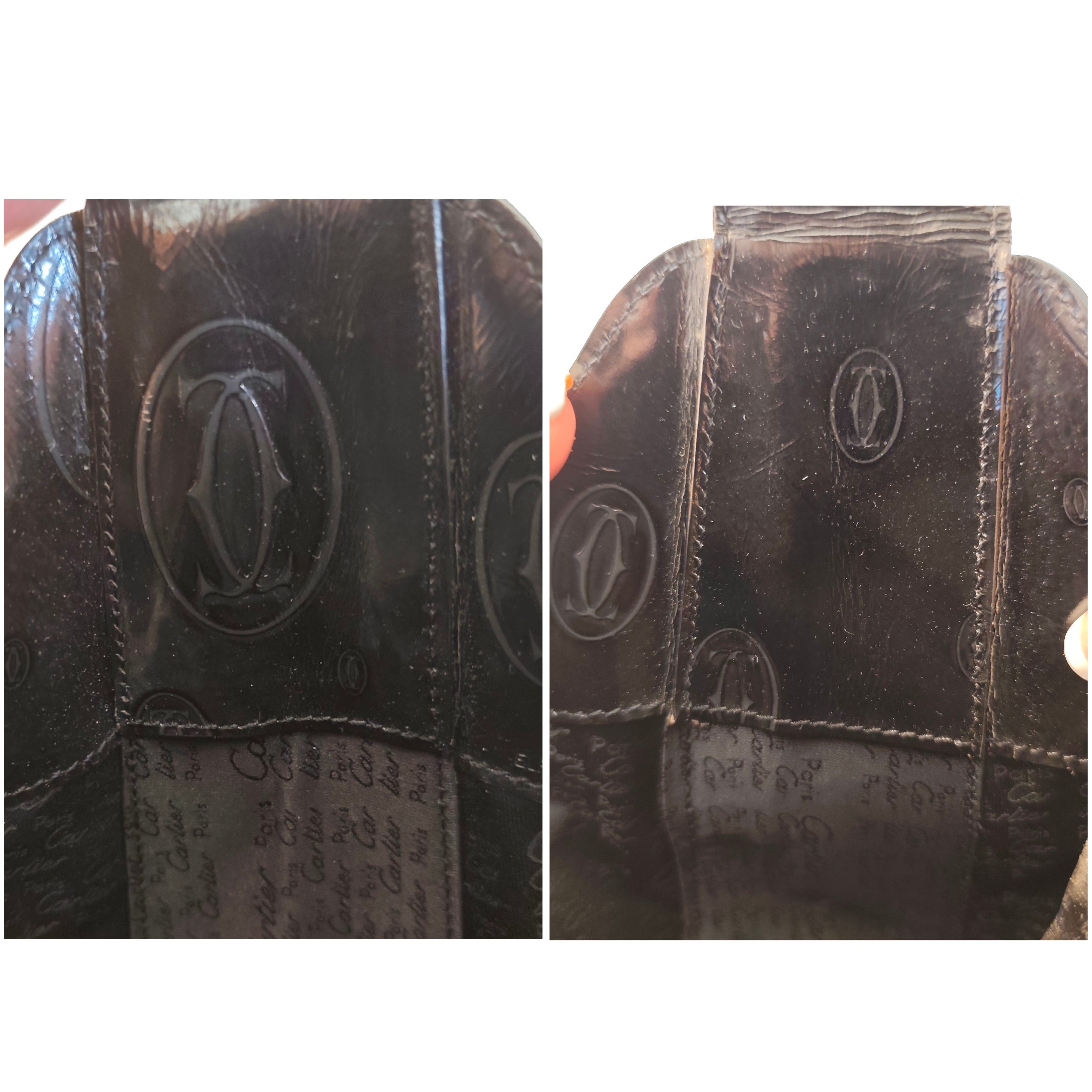 Cartier – Borsa Hobo Happy Birthday Vernice Nera Fantasia Logo