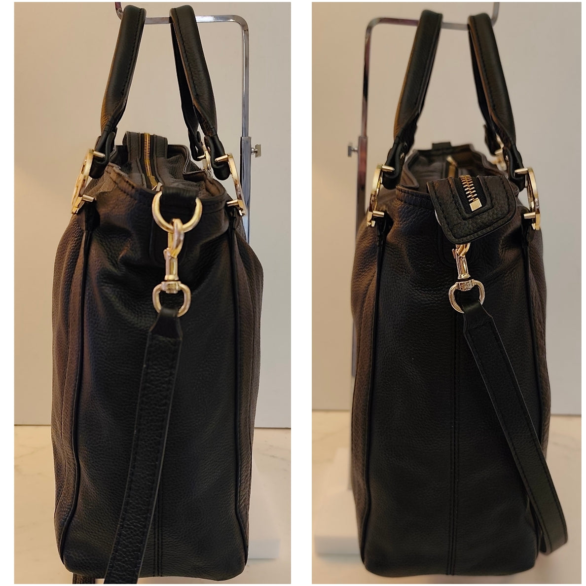 Gucci - Borsa Tote Shopper "Miss GG" - Pelle Martellata Nera con Tracolla