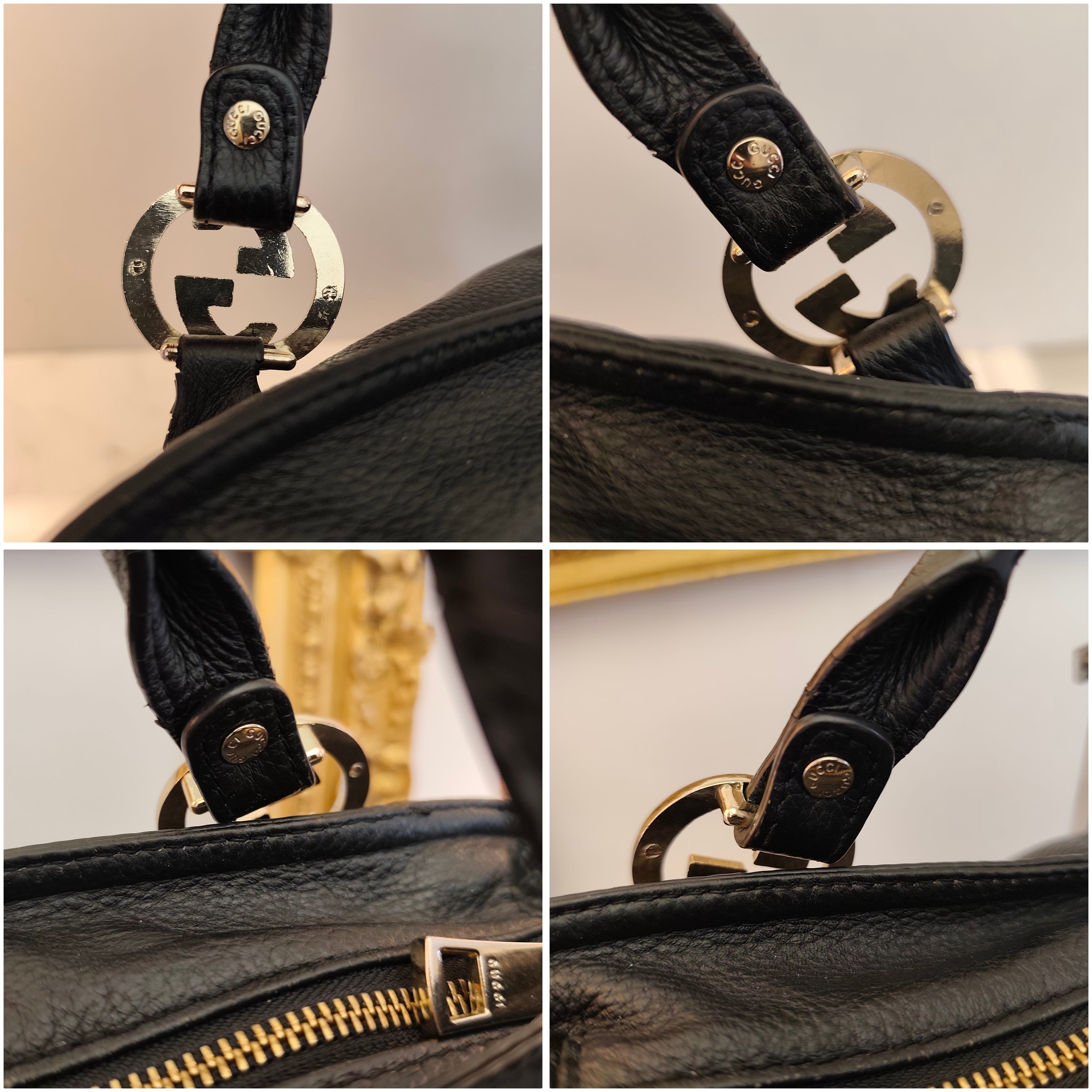 Gucci - Borsa Tote Shopper "Miss GG" - Pelle Martellata Nera con Tracolla