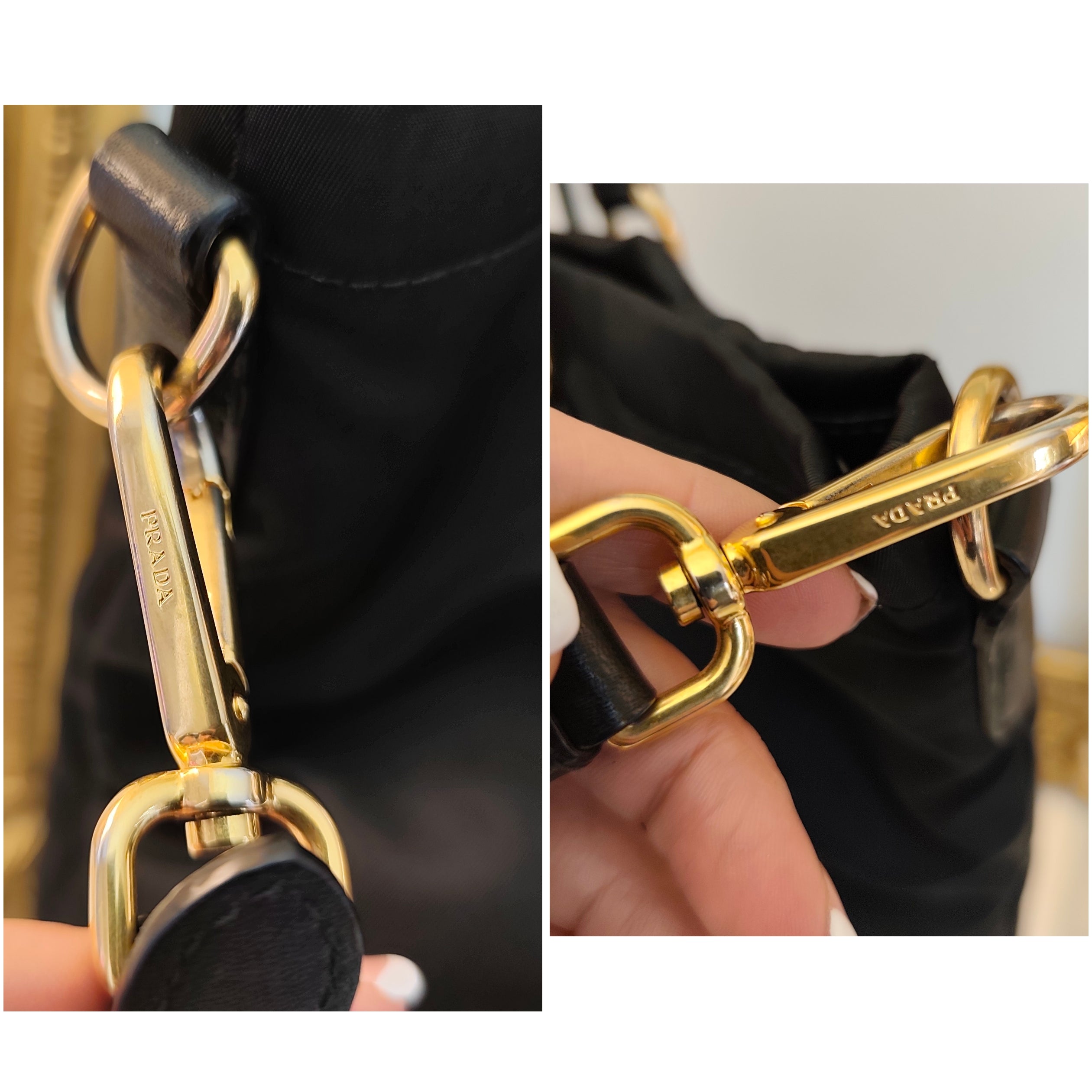 Prada - Tote Bag Shopper - Nylon Nero con HW Dorato e Tracolla