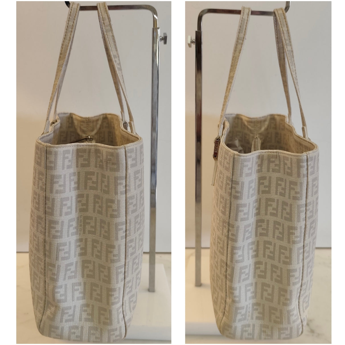 Fendi - Baguette Mini Tote in Canvas Zucchino Bianco Cloud Dancer