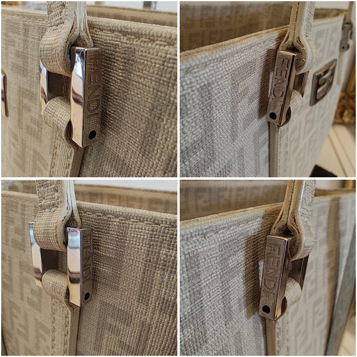 Fendi - Baguette Mini Tote in Canvas Zucchino Bianco Cloud Dancer