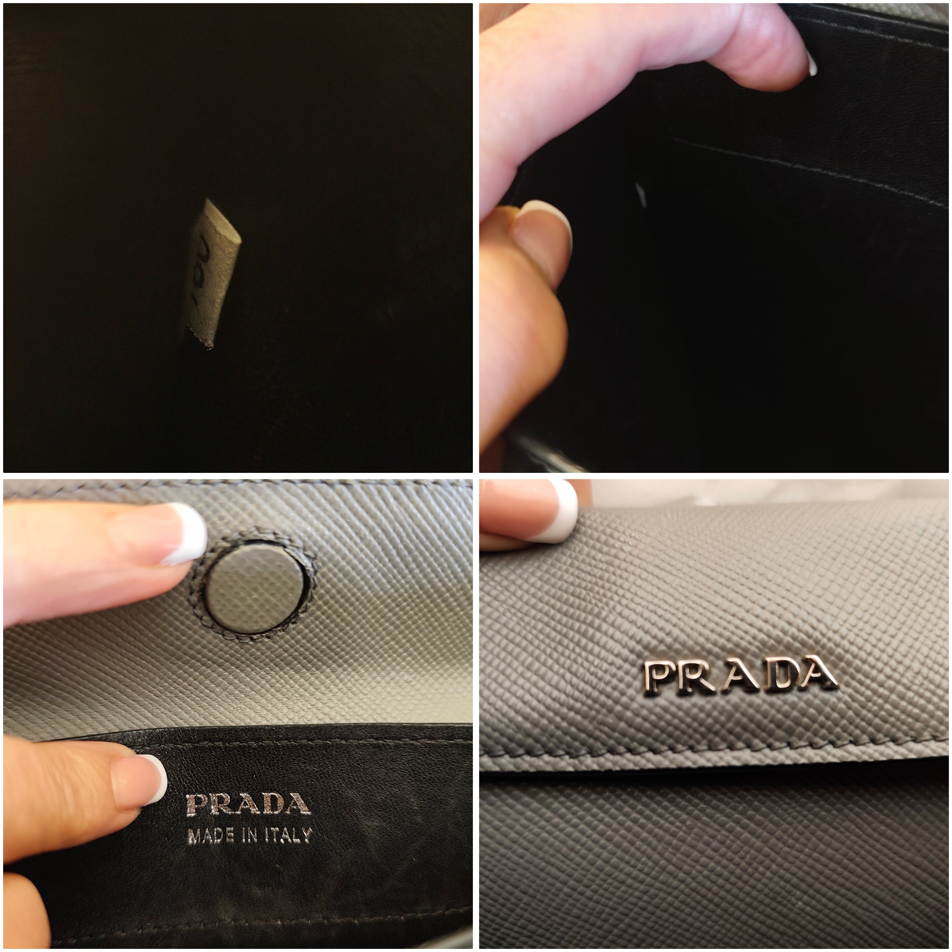 Prada - Borsa Cartella "Double Satchel" Donna in Pelle Saffiano Grigio - Full Set