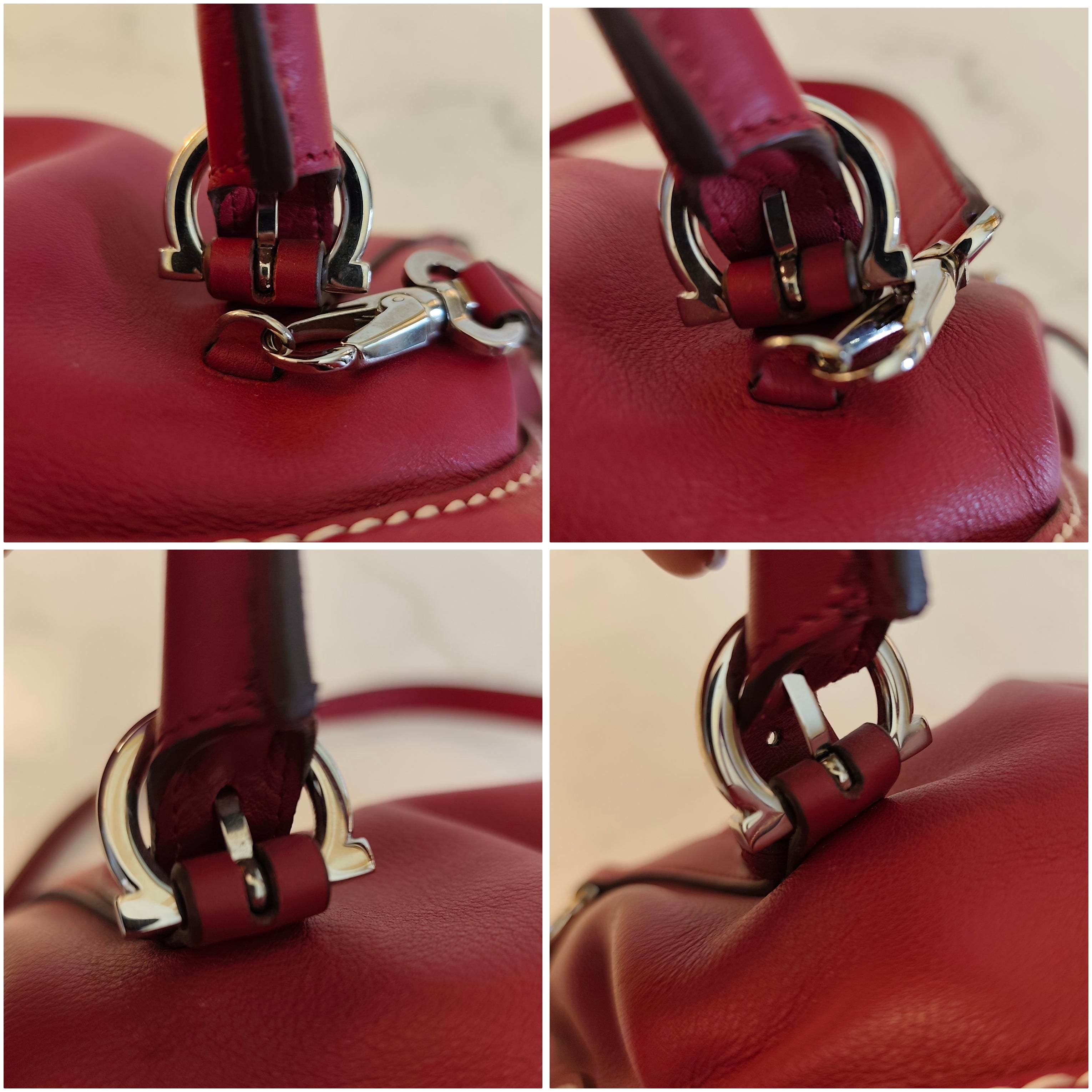 SALVATORE FERRAGAMO – Borsa a Mano in Pelle Bordeaux con Tracolla