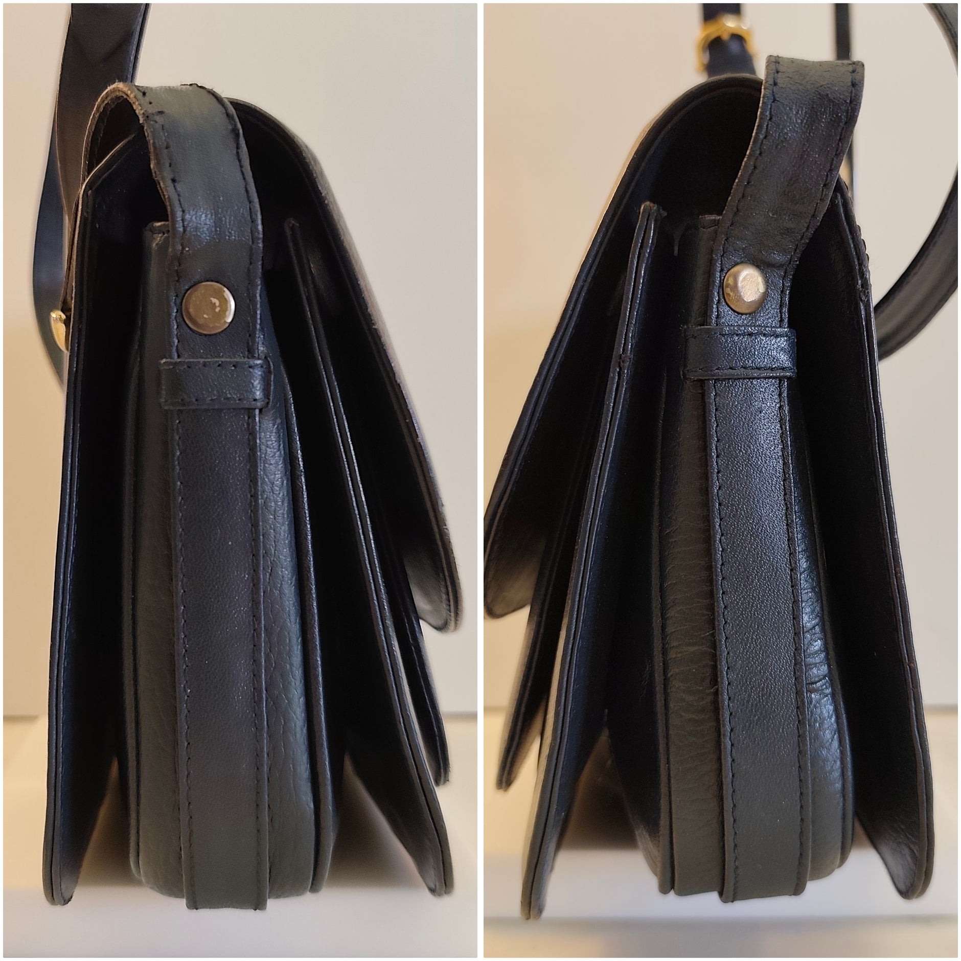 Cartier - Camera Bag a 3 Soffietti in Pelle Blu Vintage
