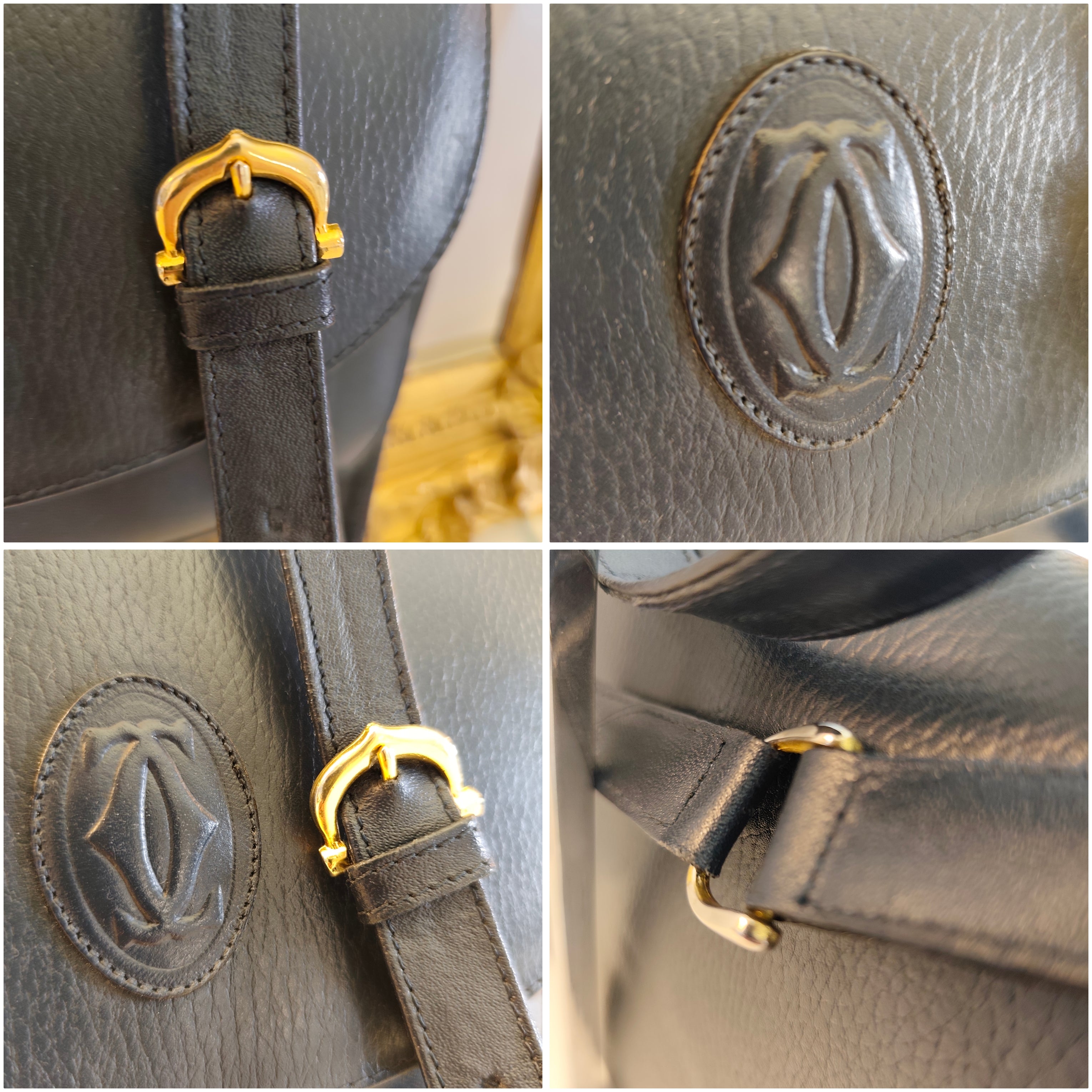 Cartier - Camera Bag a 3 Soffietti in Pelle Blu Vintage