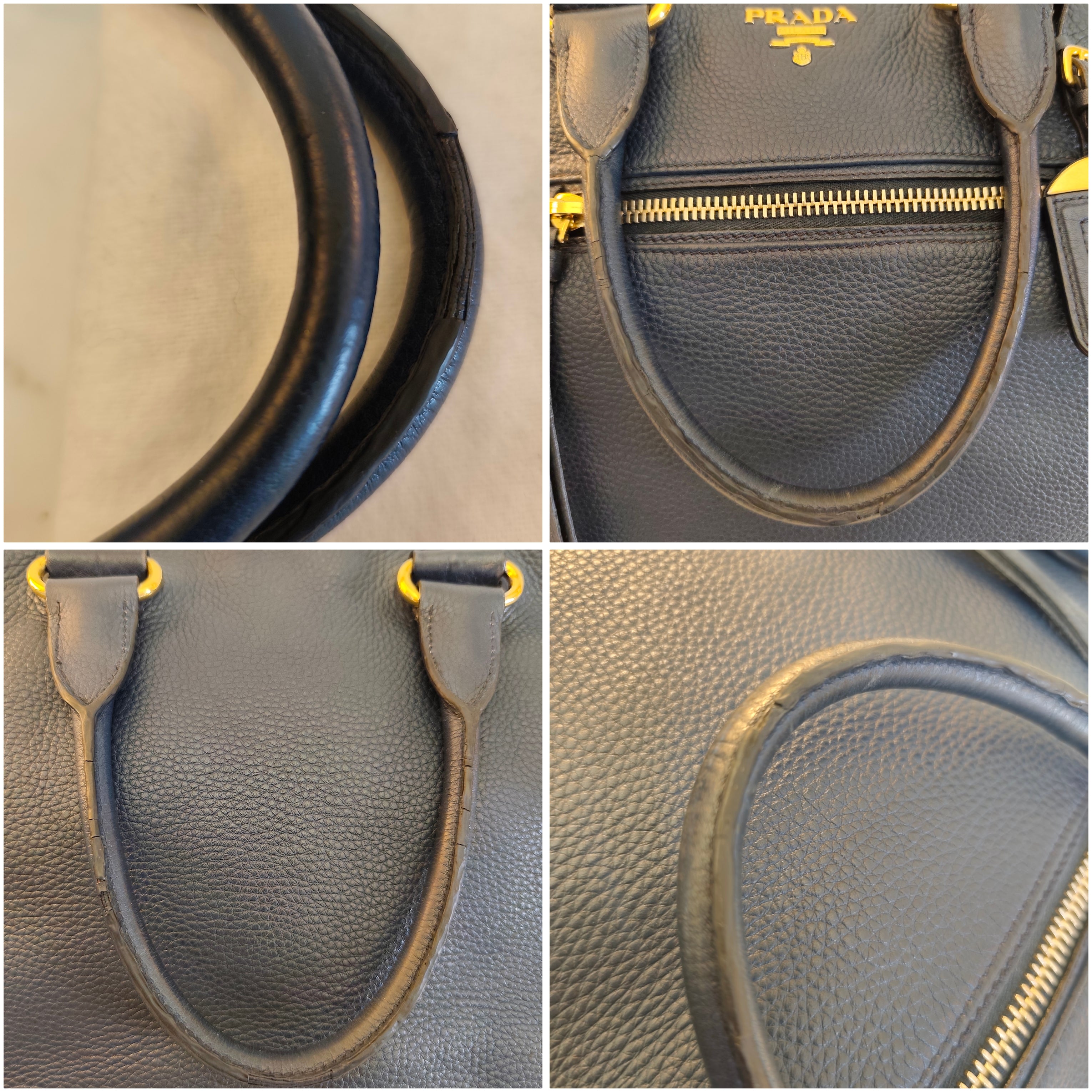 Prada - Shopper in Pelle Martellata Blu con Tracolla