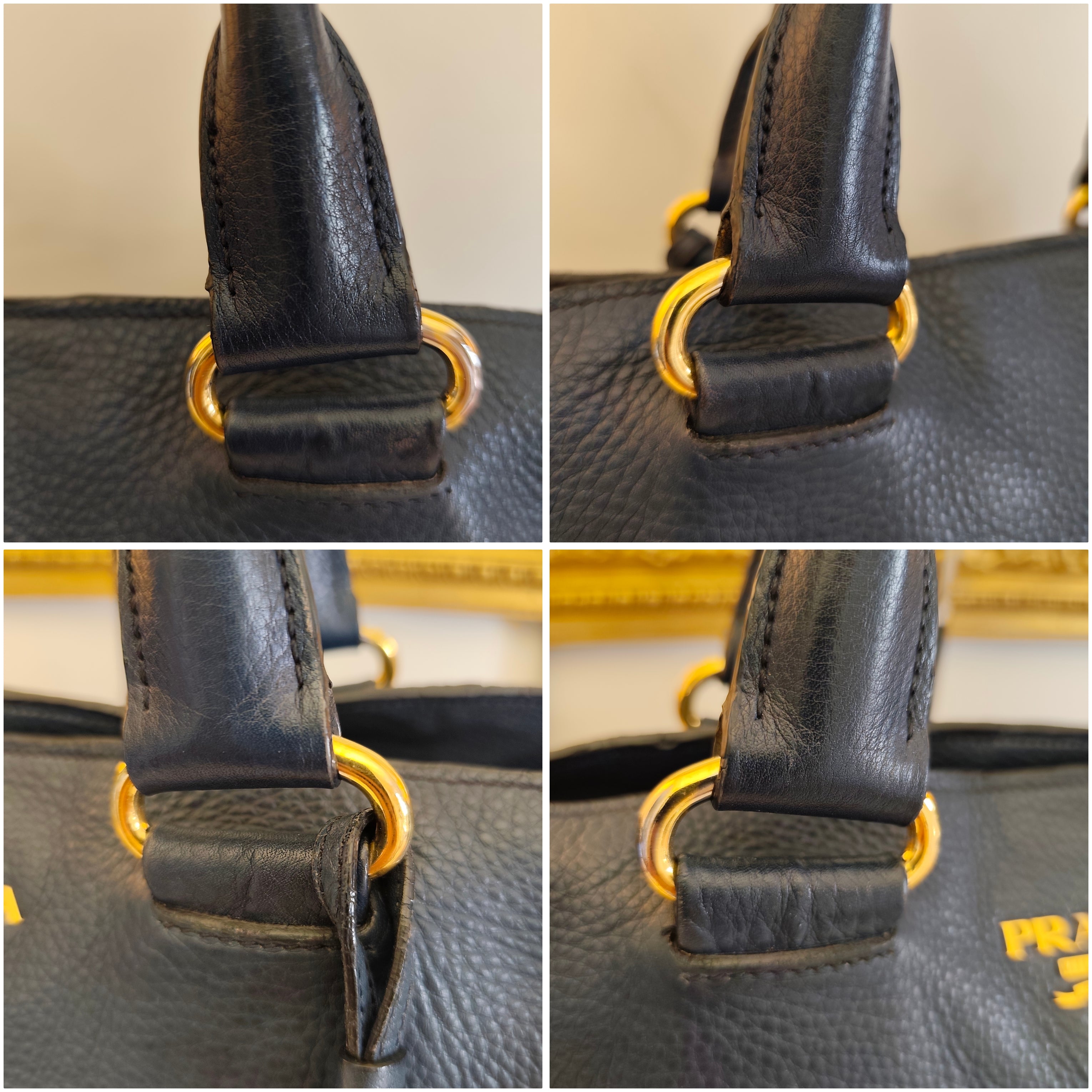 Prada - Shopper in Pelle Martellata Blu con Tracolla
