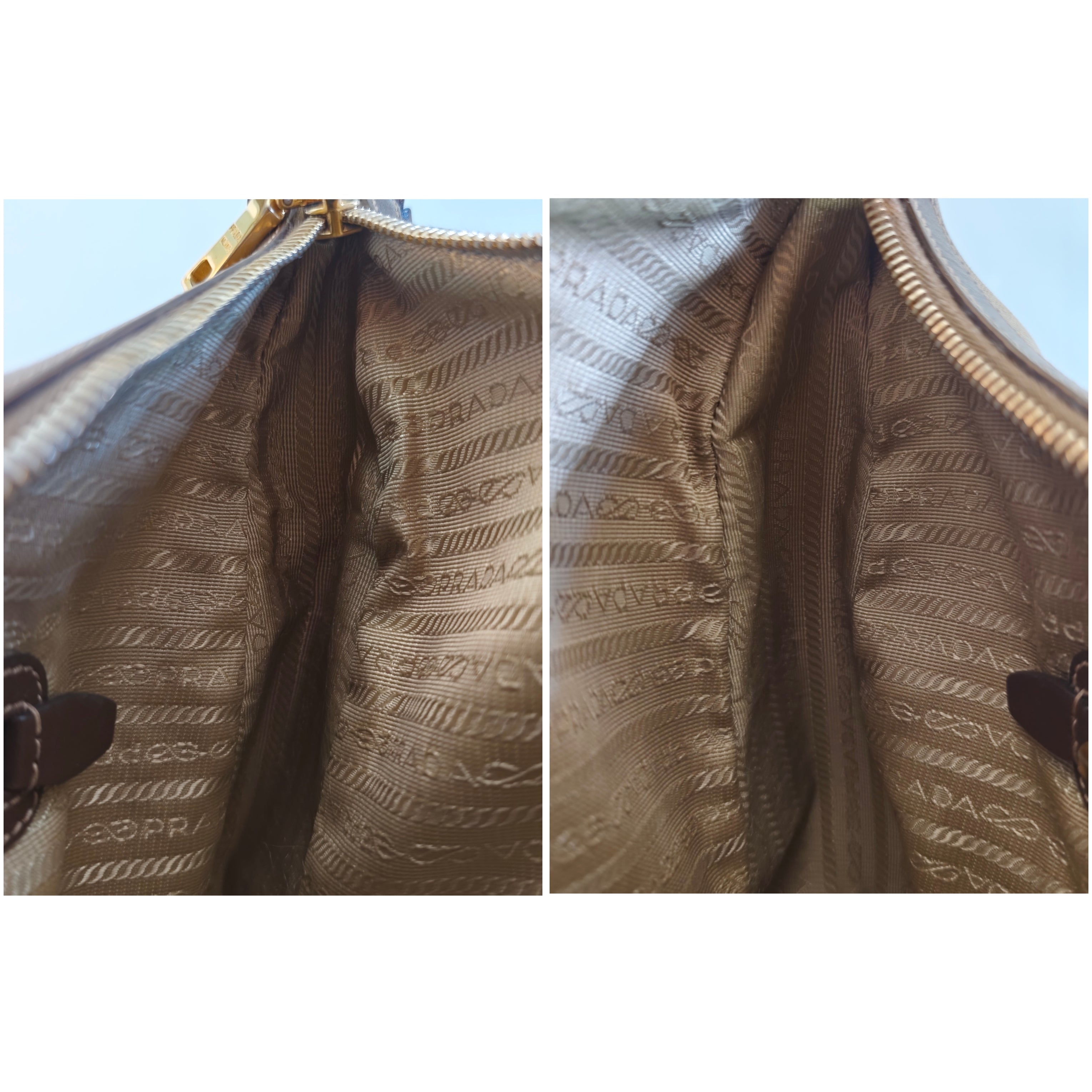 Prada – Borsa Hobo a Spalla Logo Jacquard in Canapa Beige e Pelle Marrone