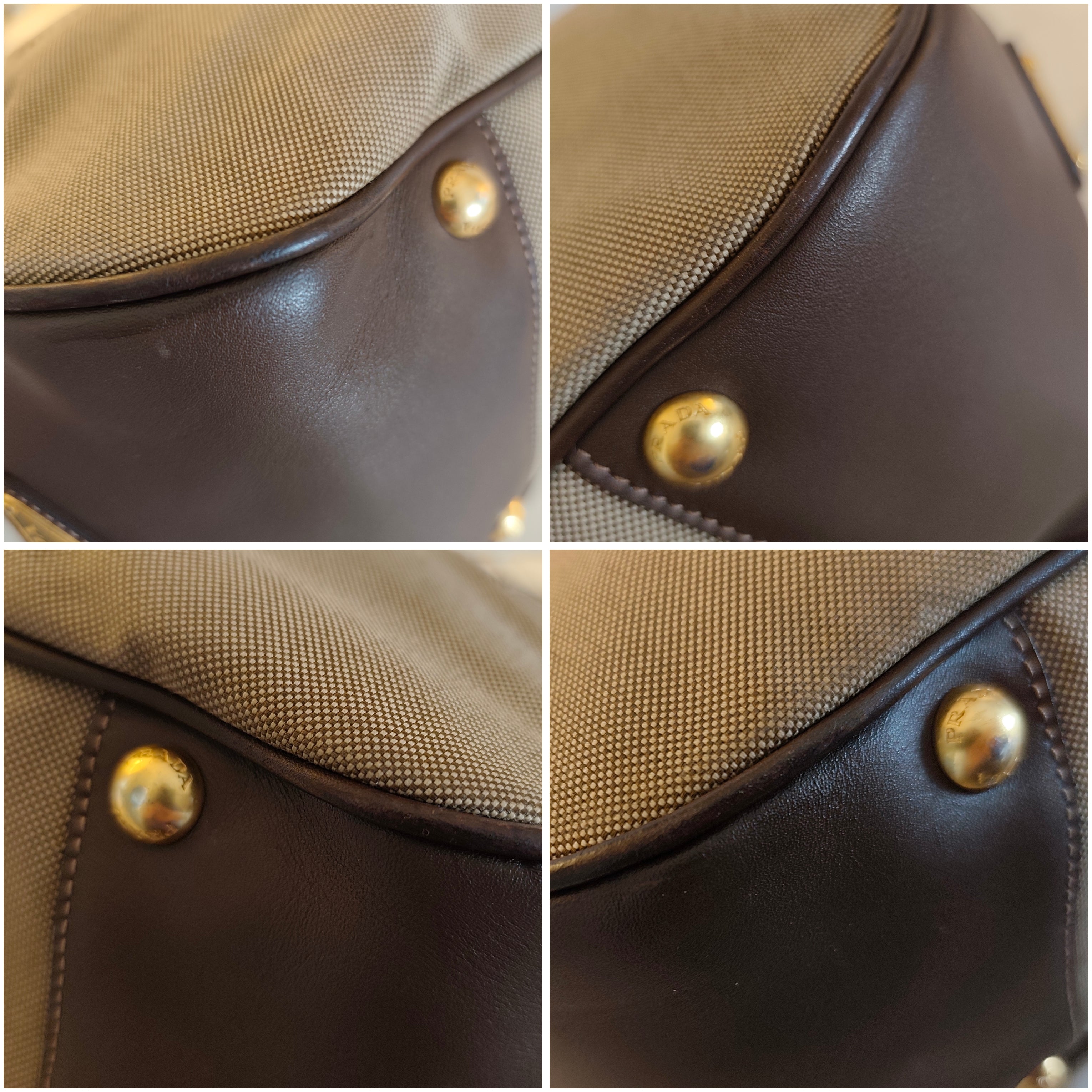 Prada – Borsa Hobo a Spalla Logo Jacquard in Canapa Beige e Pelle Marrone