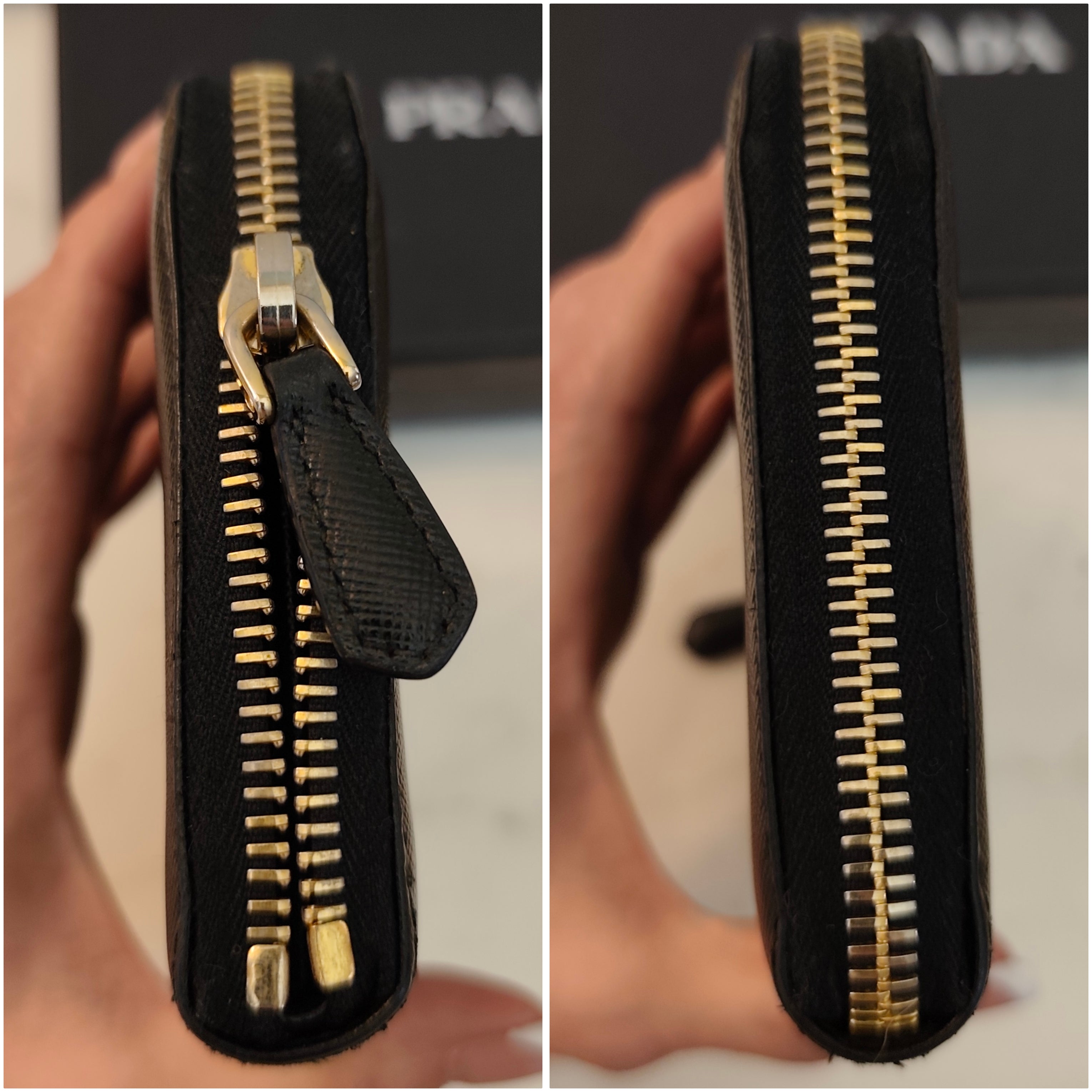 Prada – Portafoglio Continental Zip All-Around in Saffiano Nero