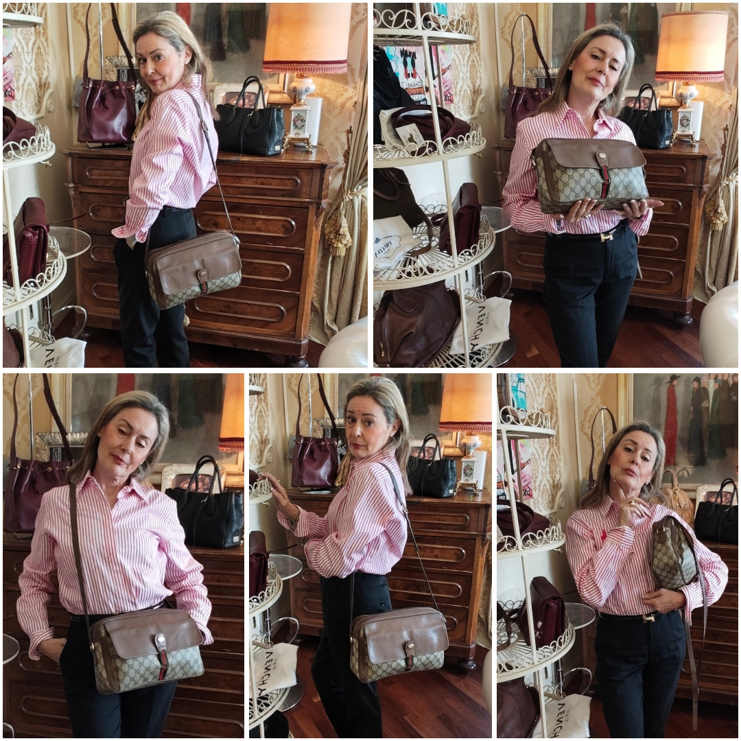Gucci - Ophidia Camera Bag Grande in Canvas "GG Supreme" Beige Vintage