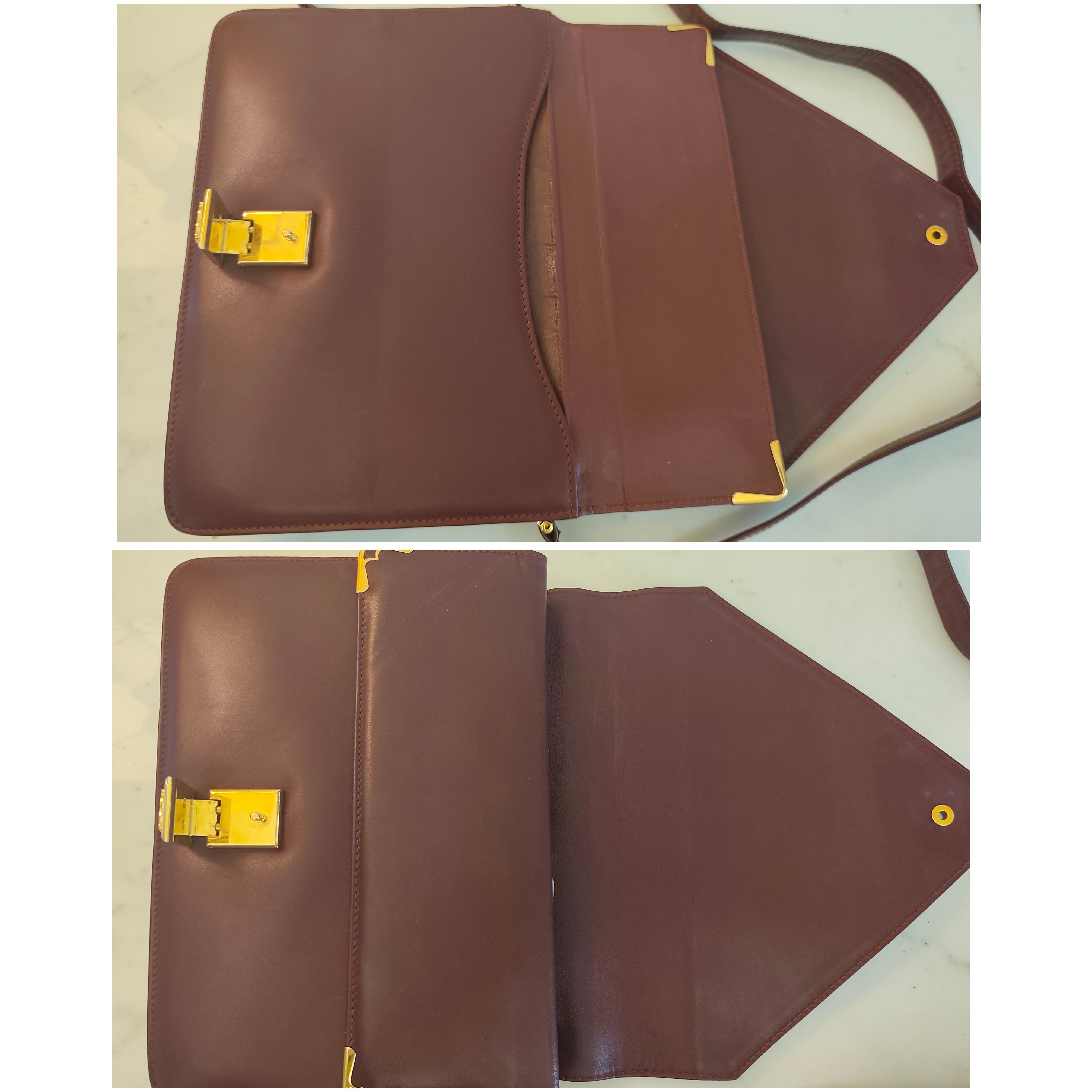 Cartier – Borsa Double Flap in Pelle Bordeaux Vintage
