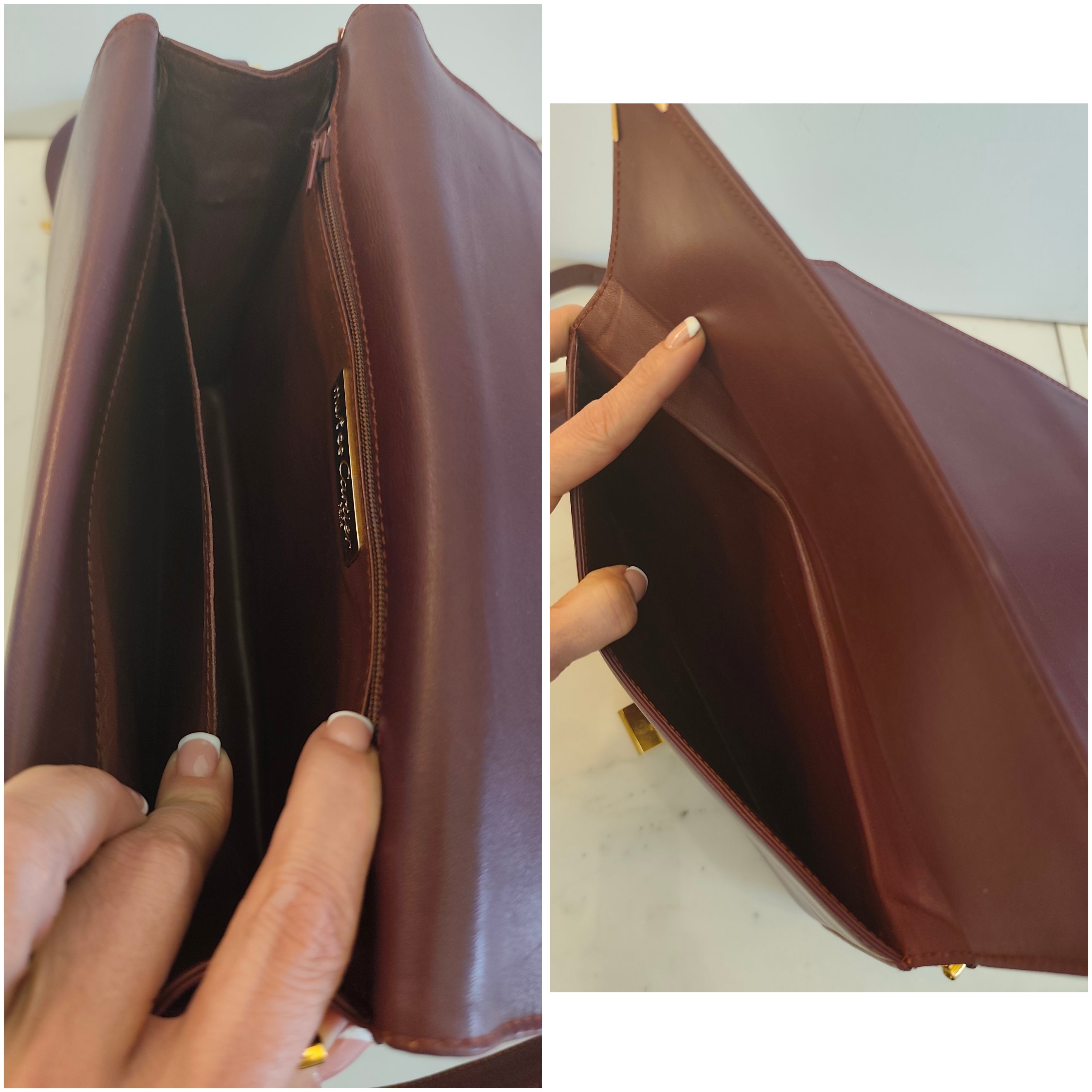 Cartier – Borsa Double Flap in Pelle Bordeaux Vintage