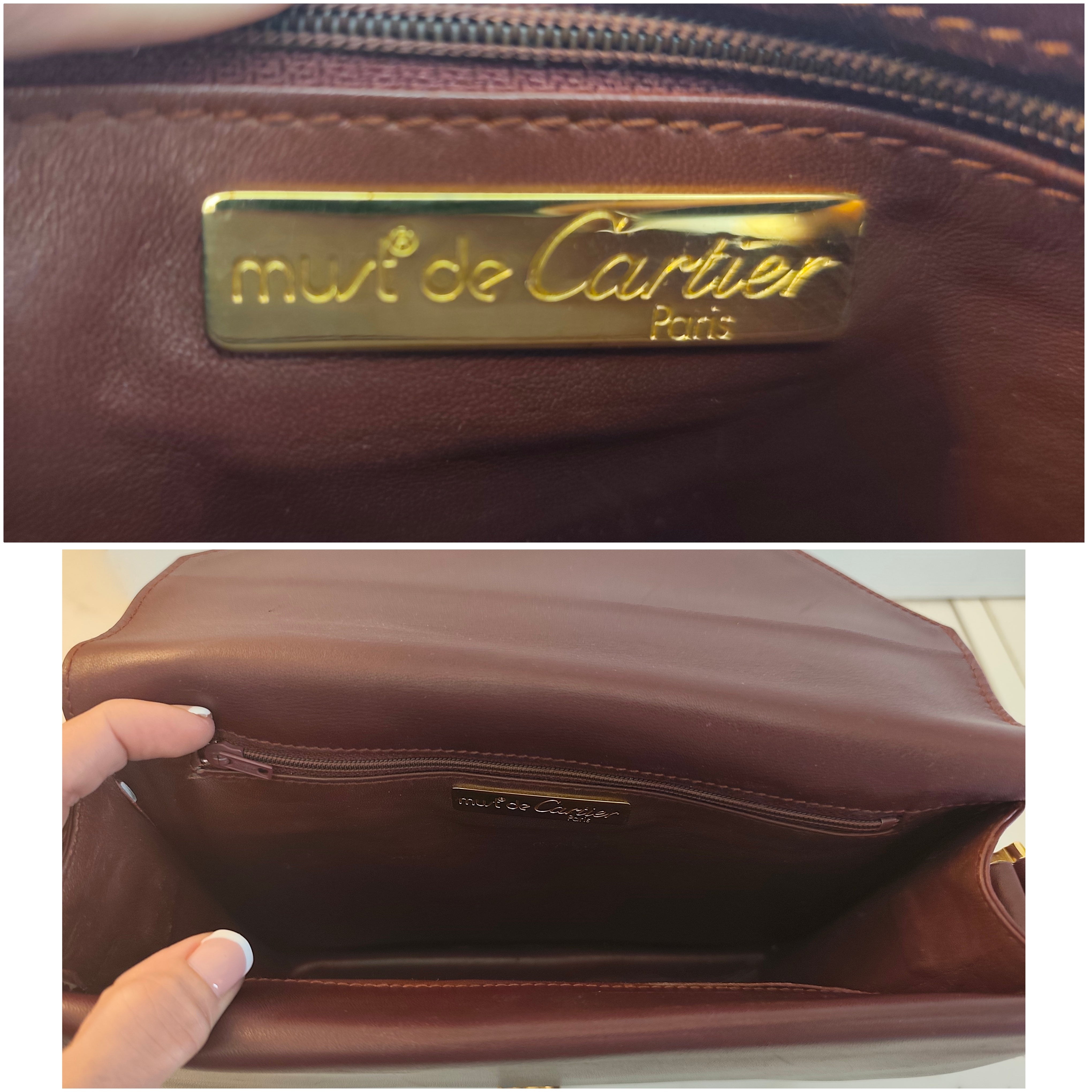 Cartier – Borsa Double Flap in Pelle Bordeaux Vintage