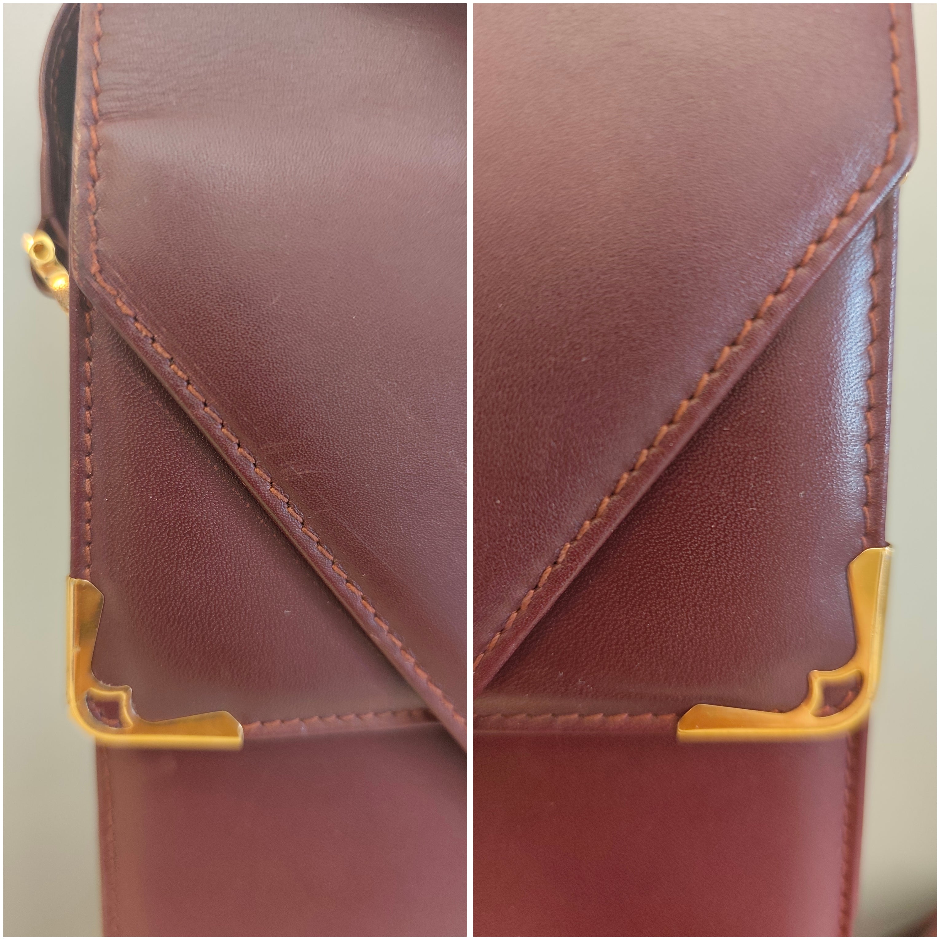 Cartier – Borsa Double Flap in Pelle Bordeaux Vintage