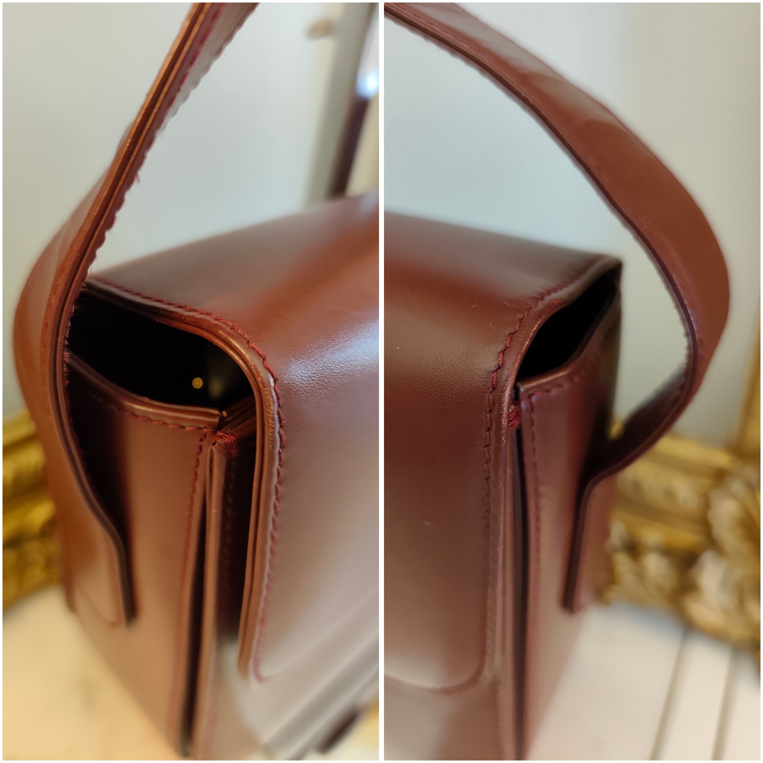 Cartier – Camera Bag Box Girello in Pelle Bordeaux