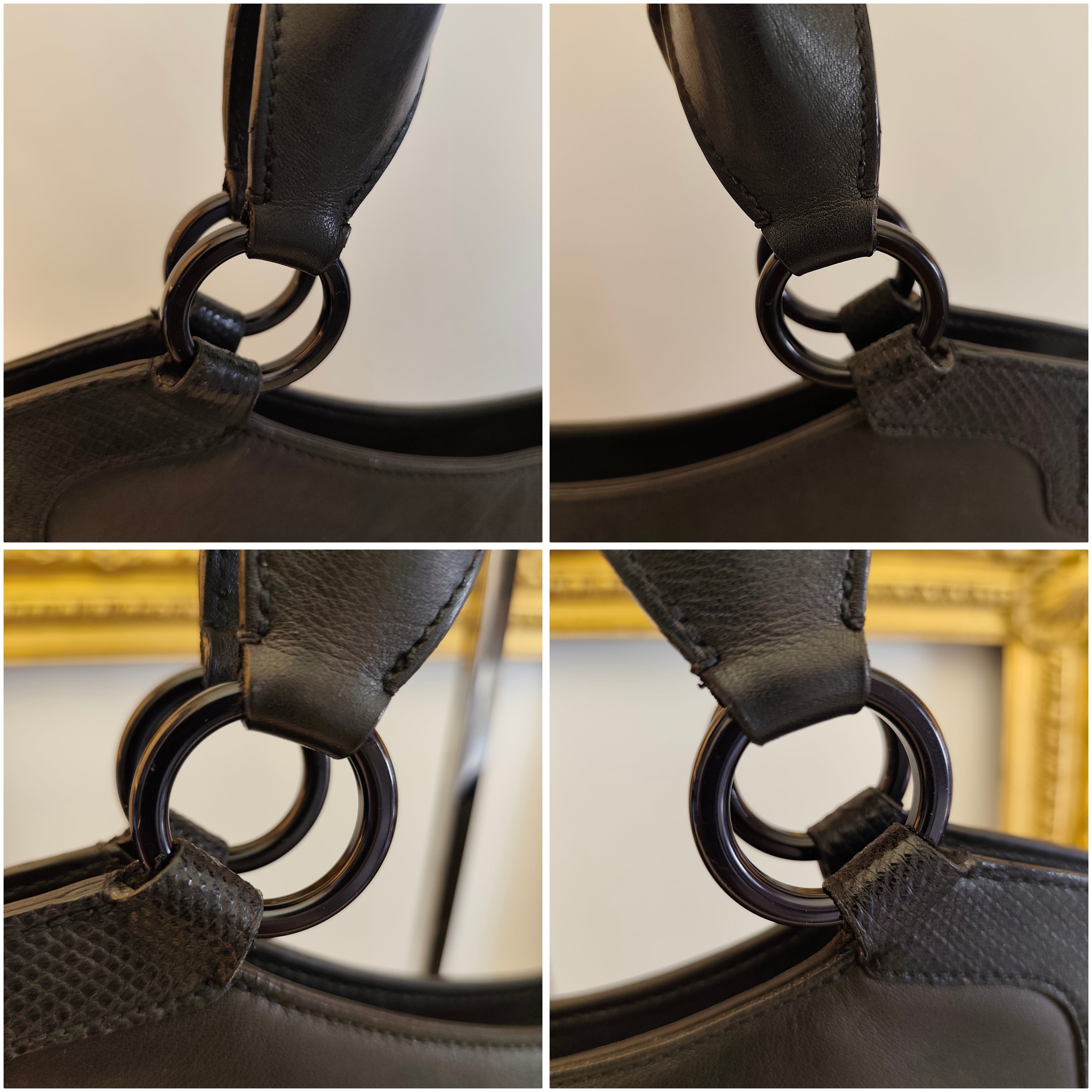 Cartier – Borsa a Spalla Marcello in Pelle Nera con Inserti in Pelle Esotica