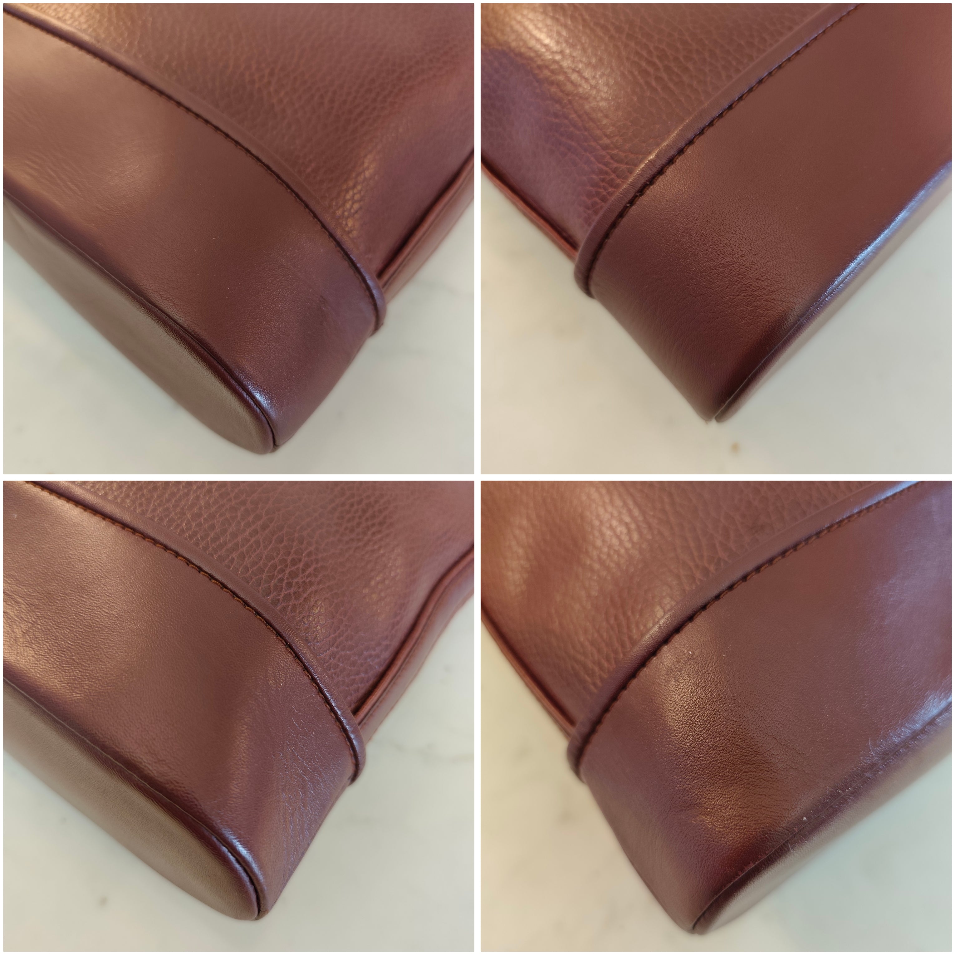 Cartier – Secchiello Ovale in Doppia Pelle Bordeaux Vintage