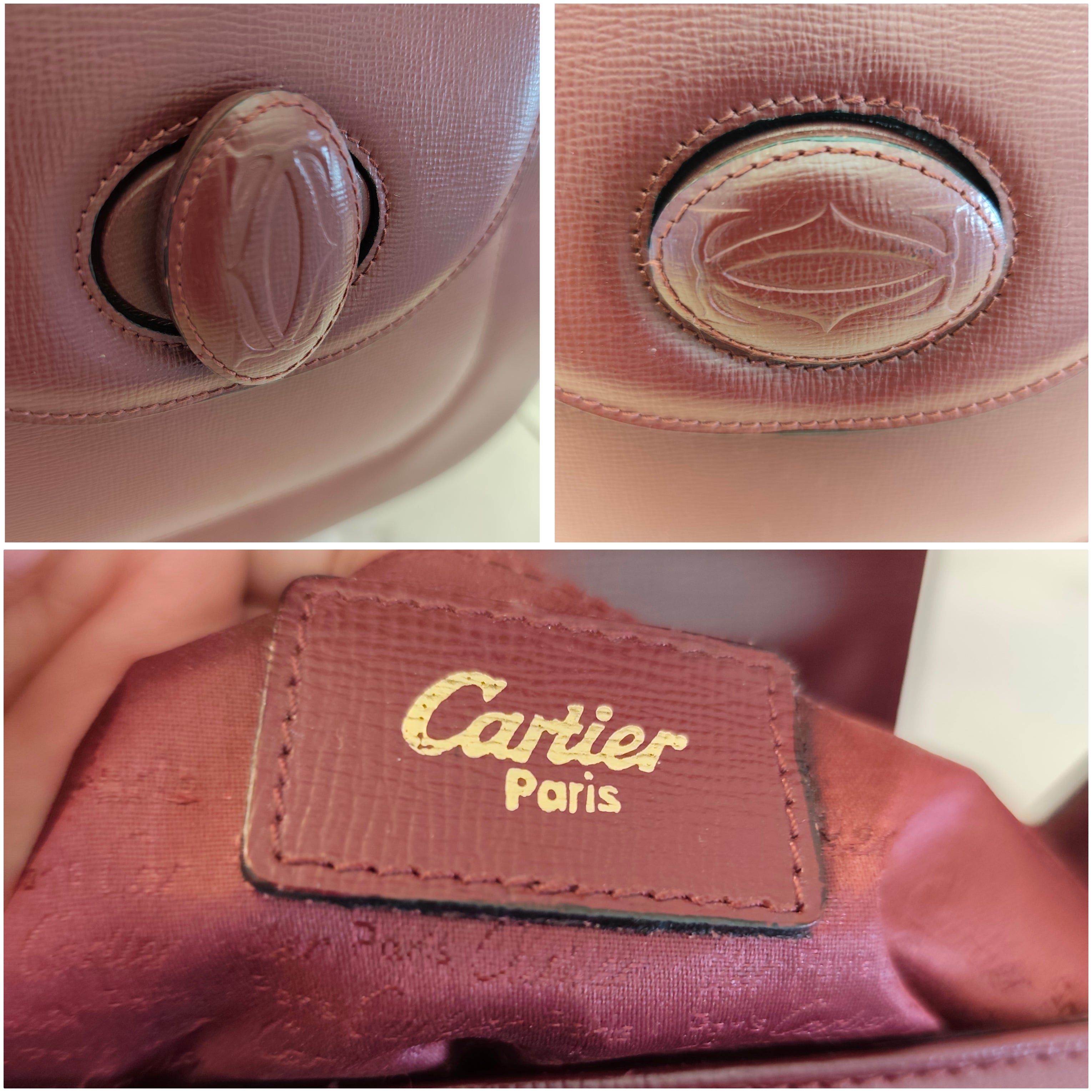 Cartier - Borsa a Spalla in Pelle Bordeaux con Chiusura a Girello